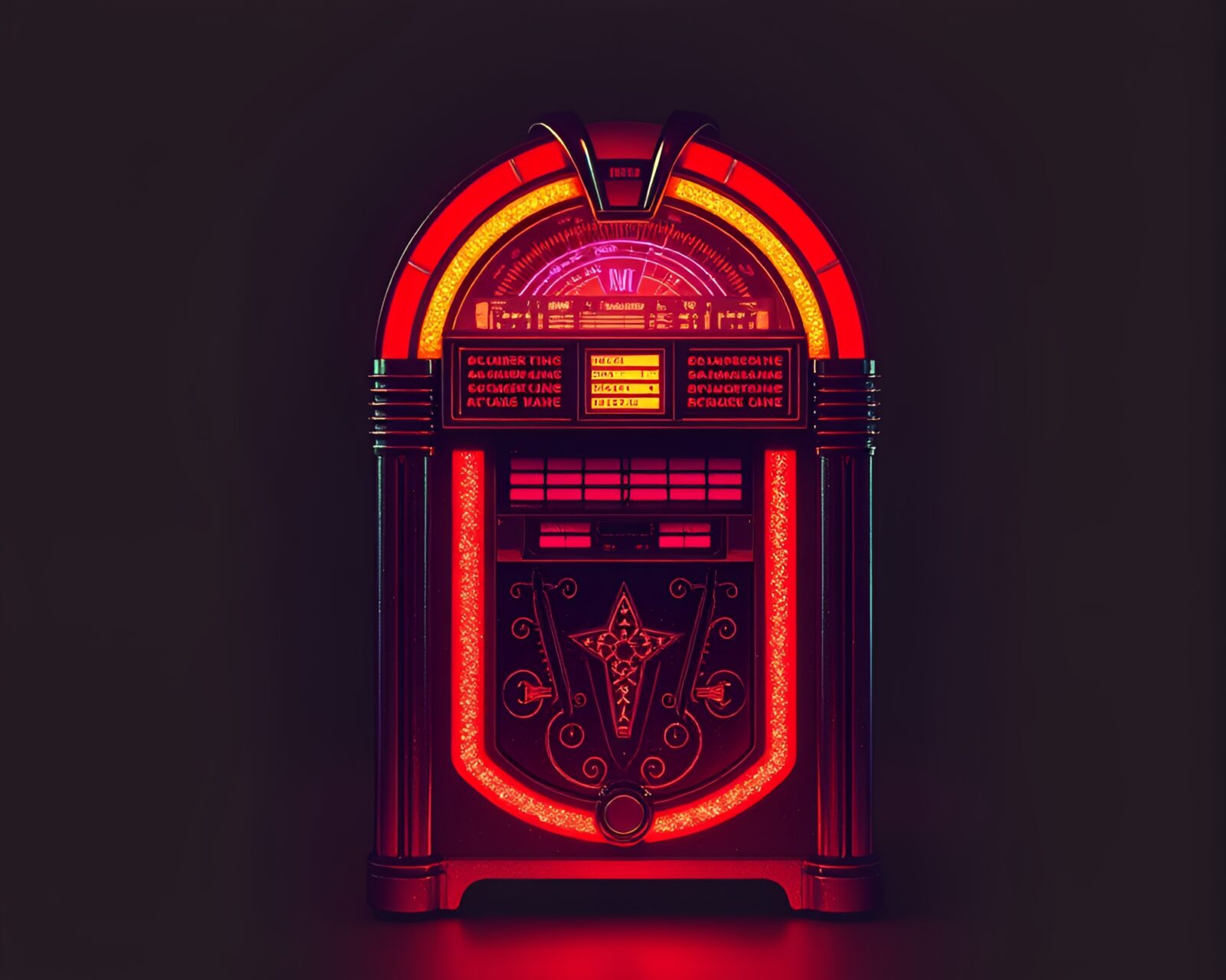 Colorful jukebox shining with glitter on retro background