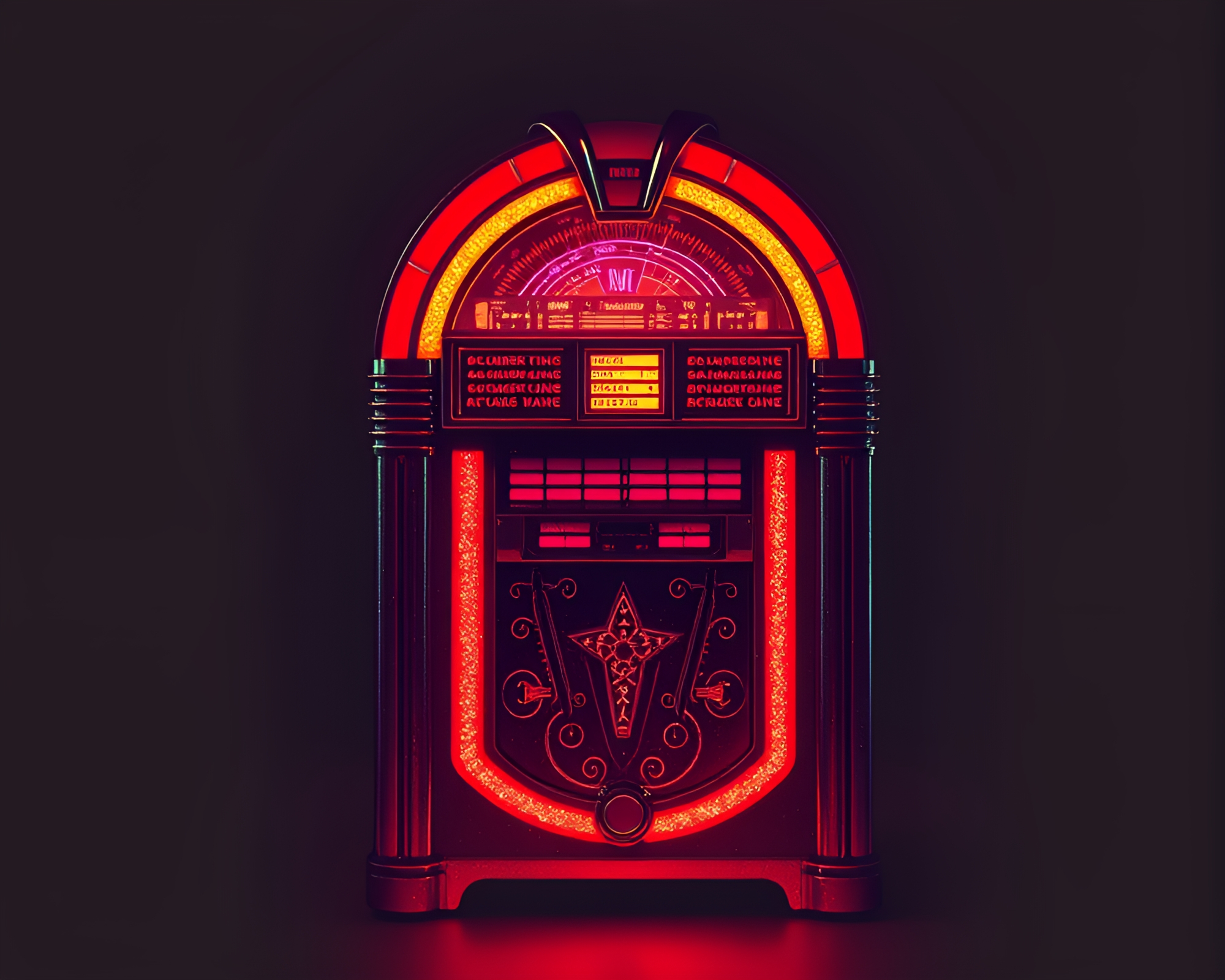 80s Retro Jukebox Glittering with Leading Lines – free AI stock image
