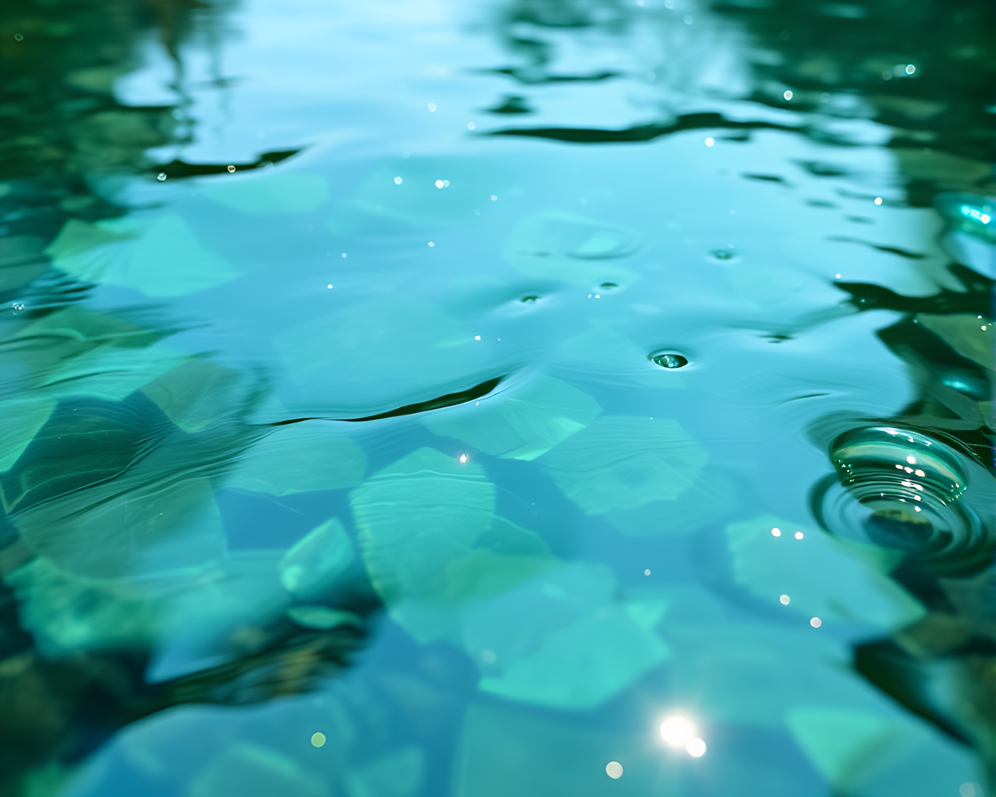 Holographic River Reflections with Mint Green Hues – free AI stock image