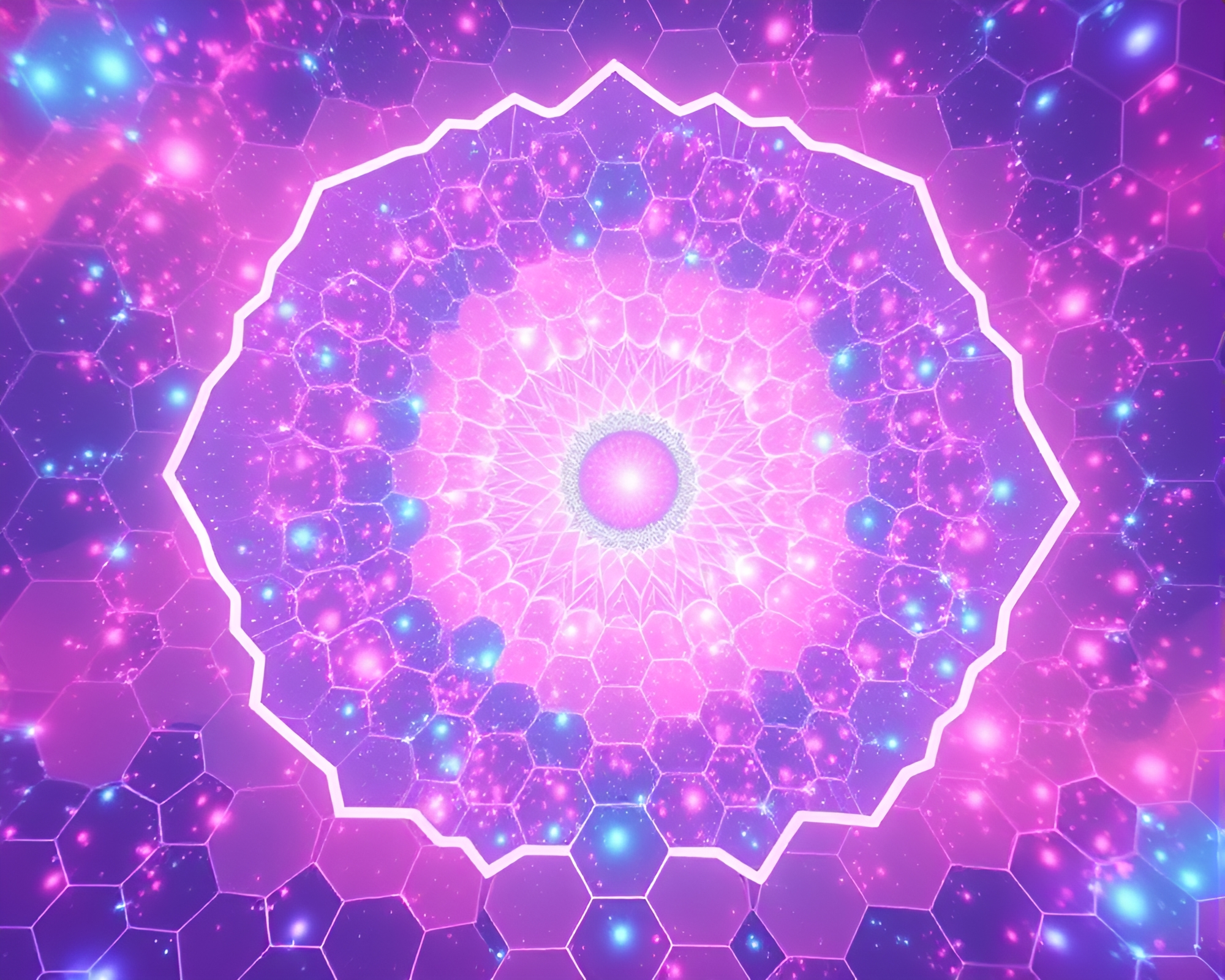 Mind Palace Hexagonal Hologram in Planetary Pastels – free AI stock image