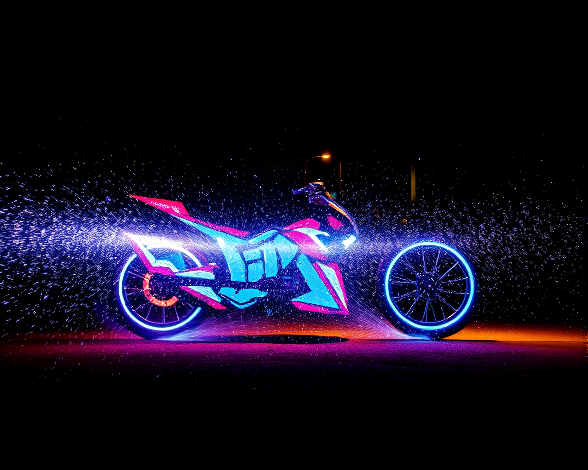 Gritty Hoverbike Ride through Misty Water Droplets – free AI stock image