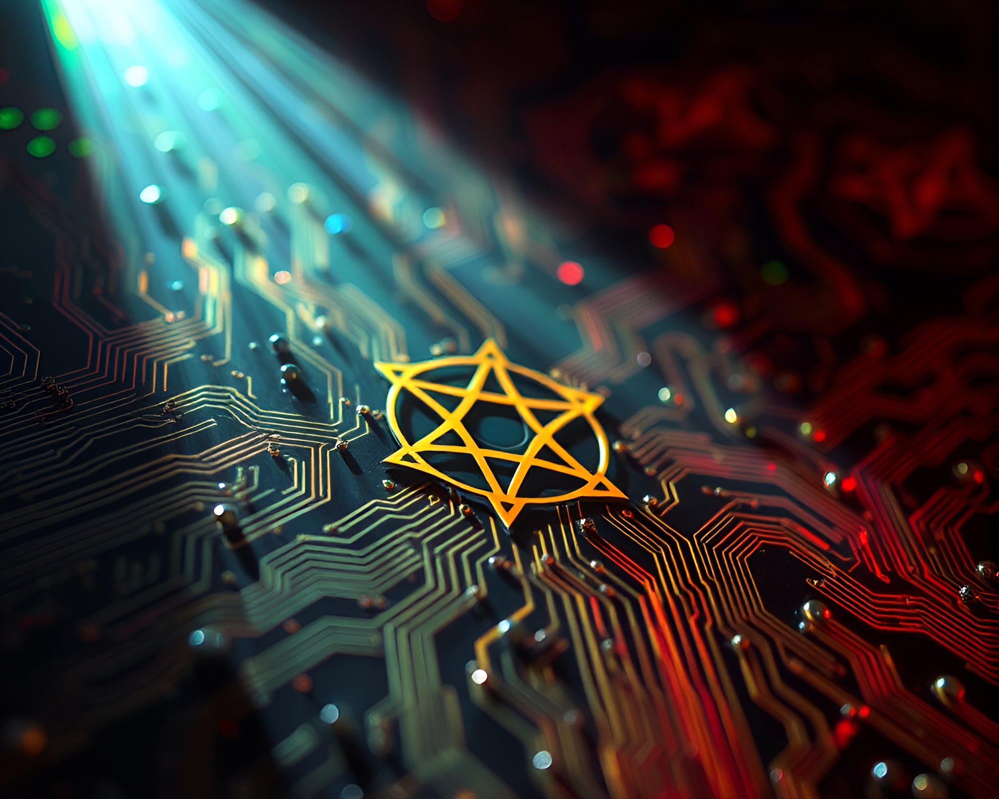 Alchemical Circuit: Stained Glass Illumination – free AI stock image