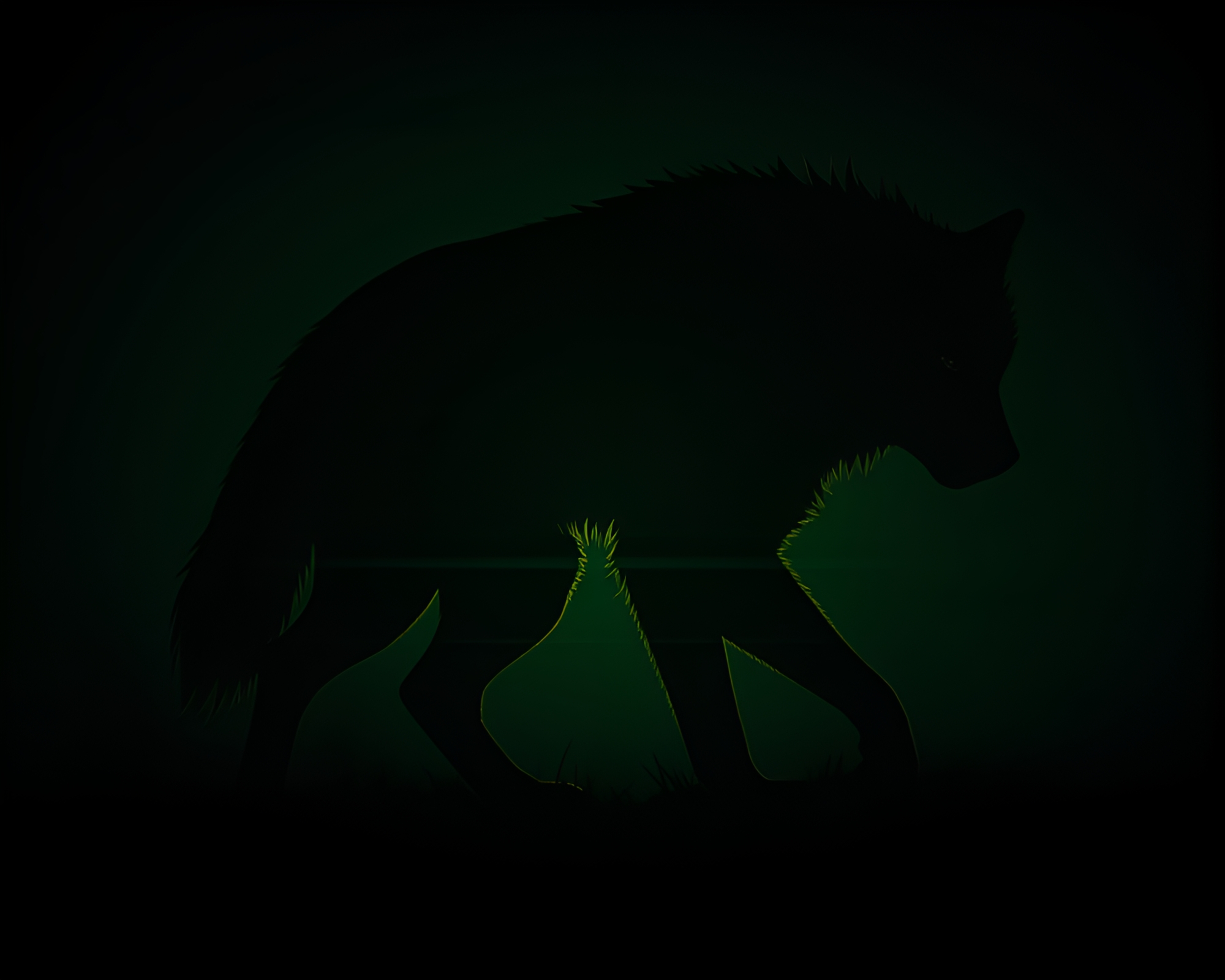 Werewolf Silhouette in Earth Tone Gradient Scan Lines – free AI stock image