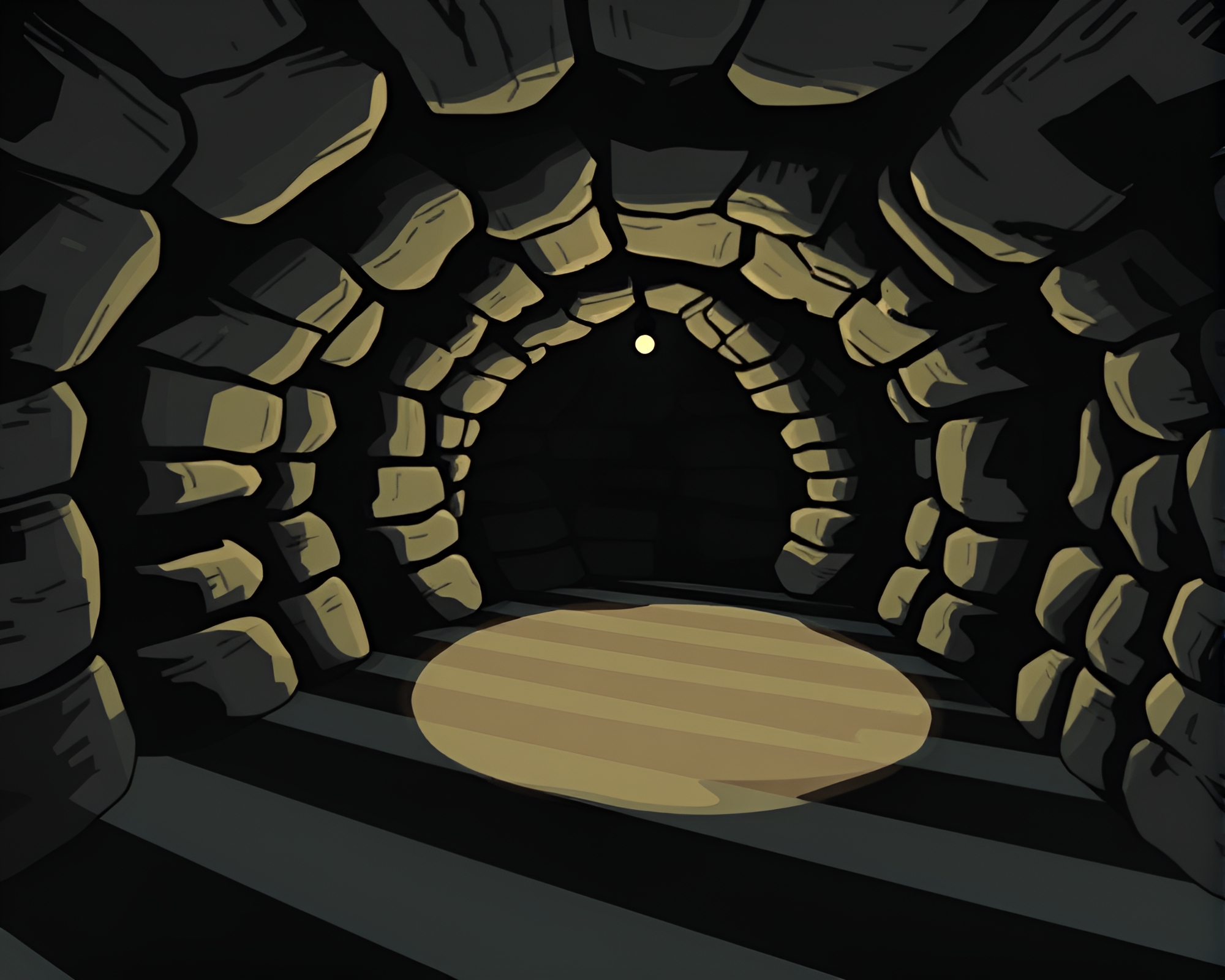 Striped Pattern Underground Bunker with Torchlight Ambiance – free AI stock image
