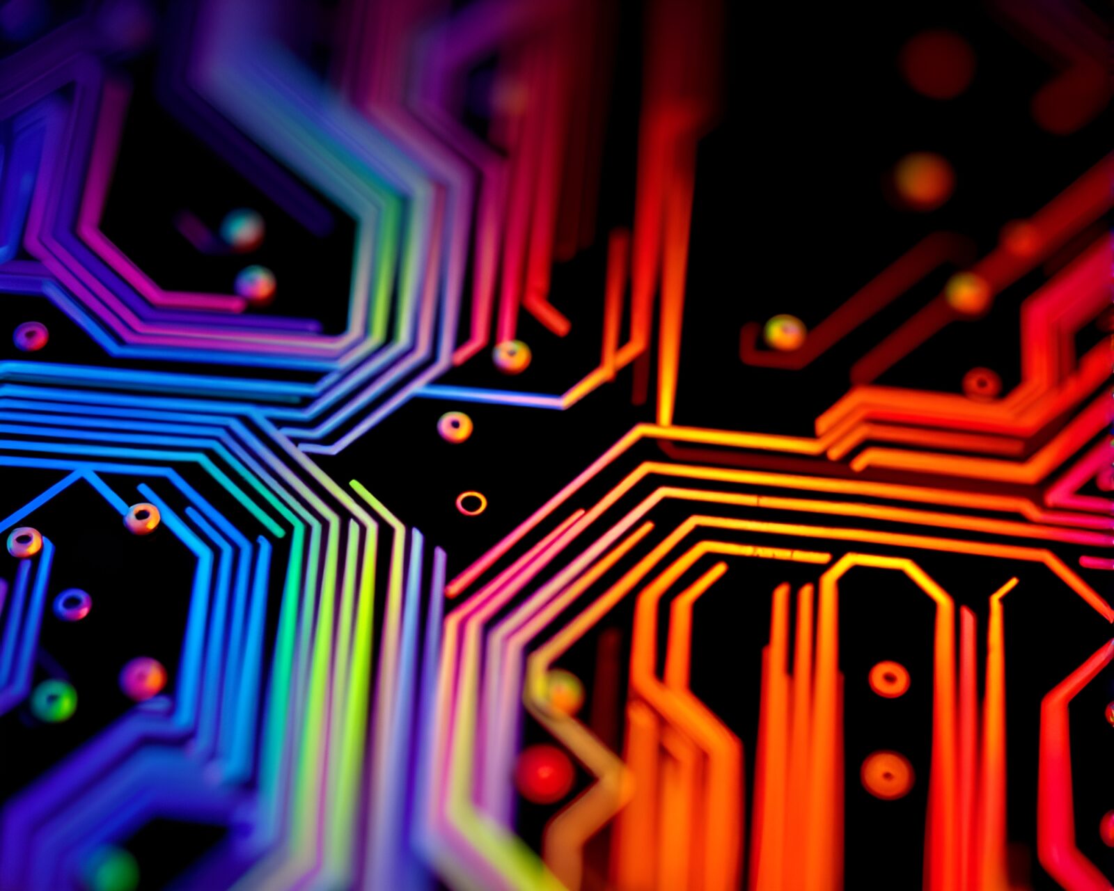 Thermal circuit board patterns in vivid rainbow colors