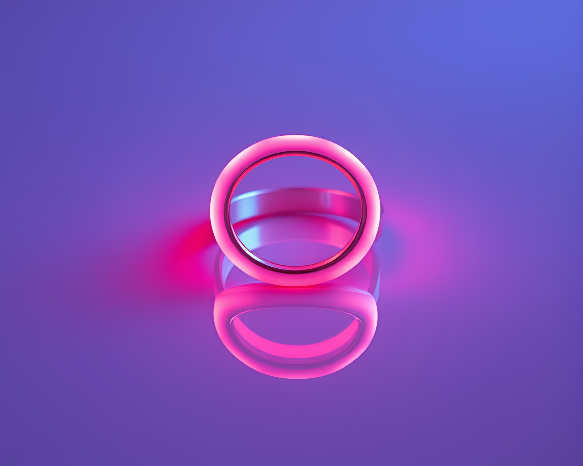 Double Reflection Ring in Soft Neon Glow – free AI stock image