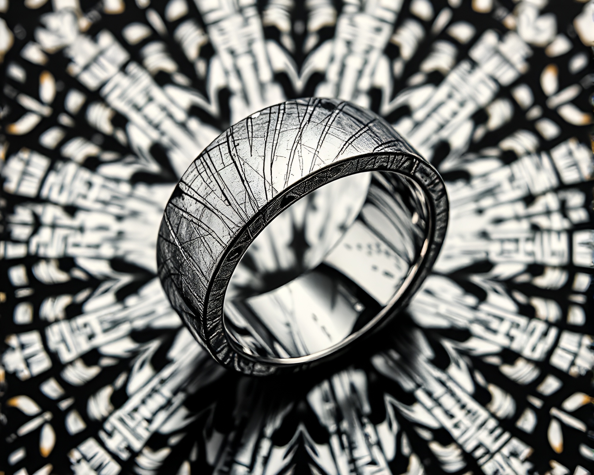 Ethereal Ring of Kaleidoscope Metal – free AI stock image