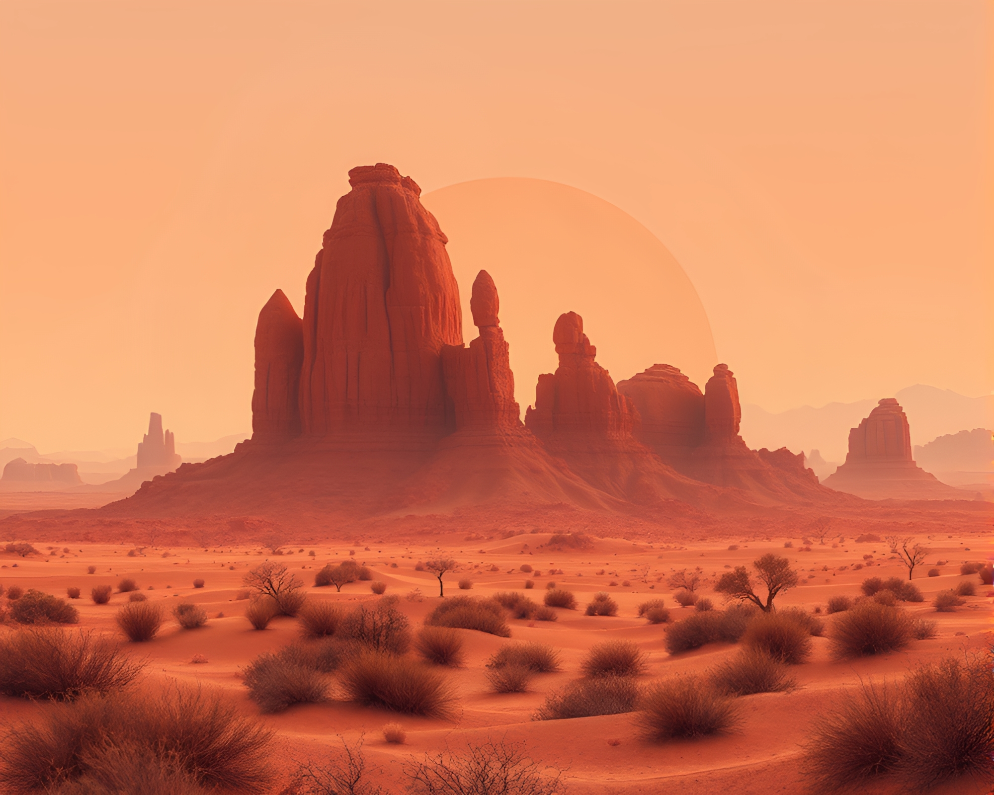 Ethereal Desert Mirage with Copper Tones – free AI stock image