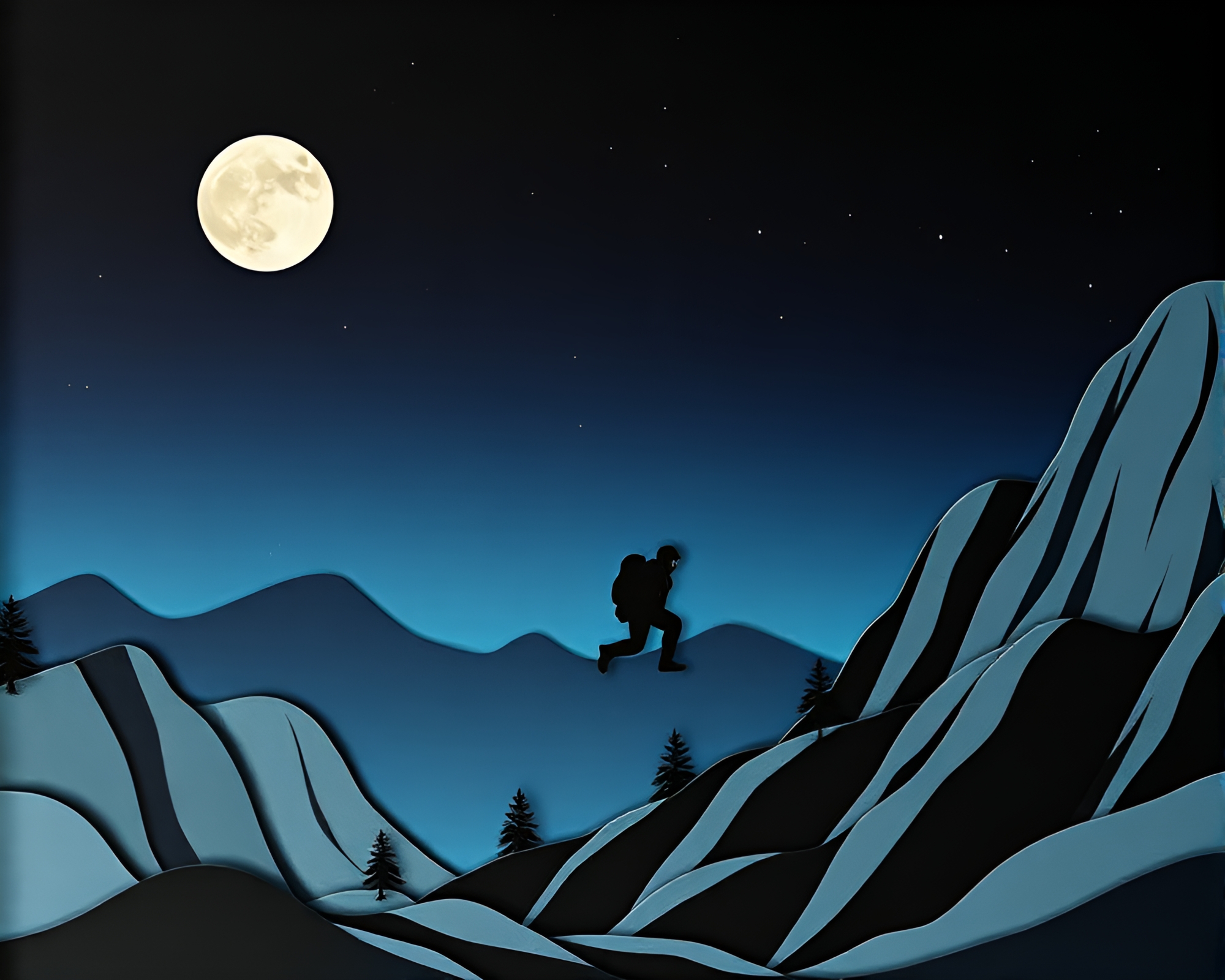 Jetpack Moonlit Night Minimalist Collage – free AI stock image