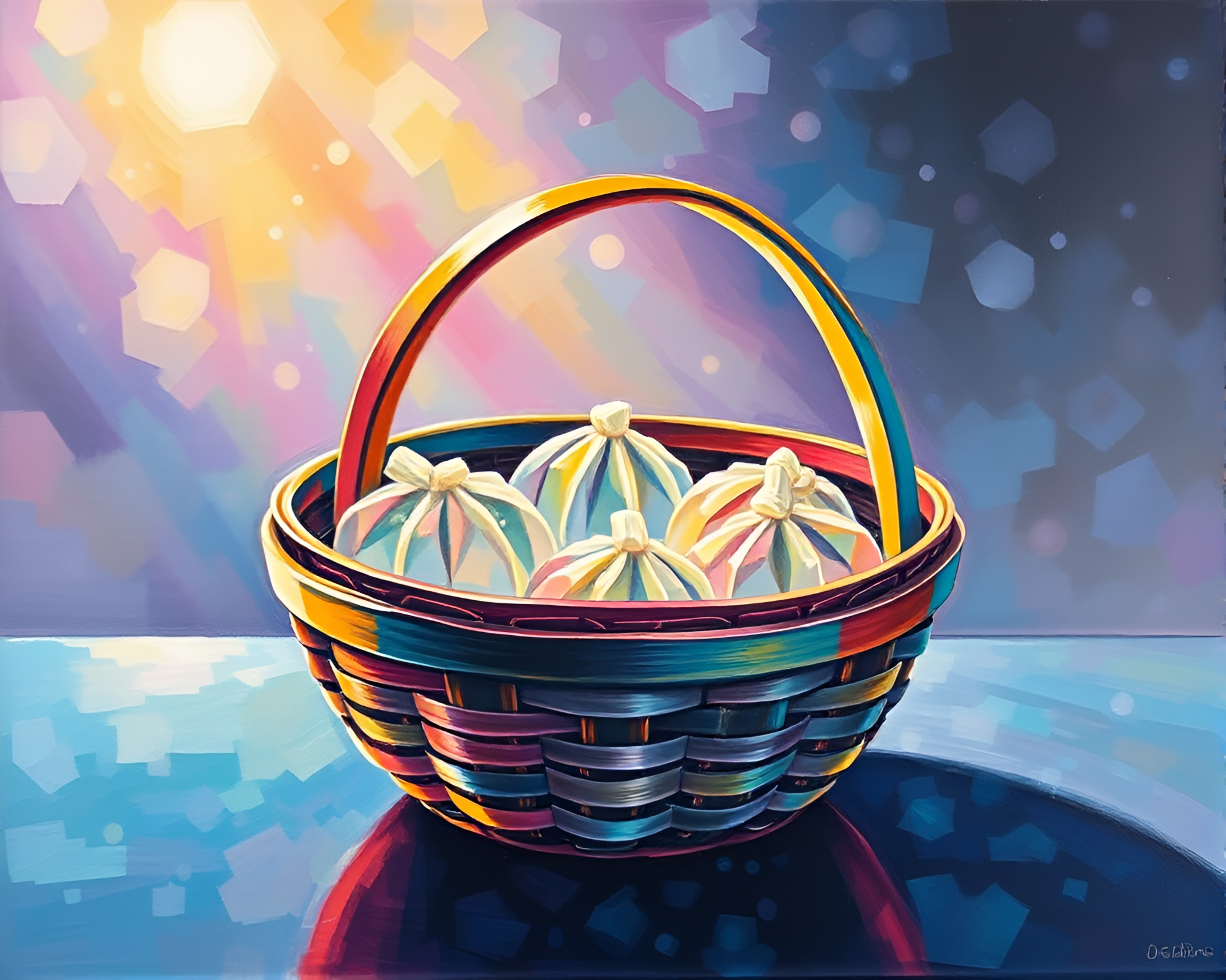 Prism Refraction Dim Sum Tempering Painting – free AI stock image
