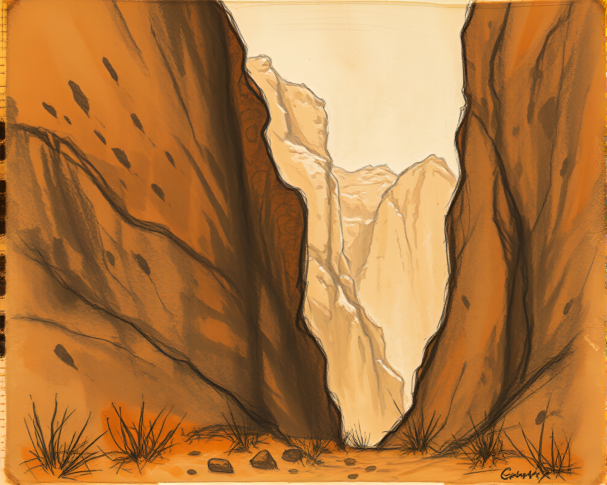 Écorché Study in Canyon Rust Tones Charcoal Sketch – free AI stock image