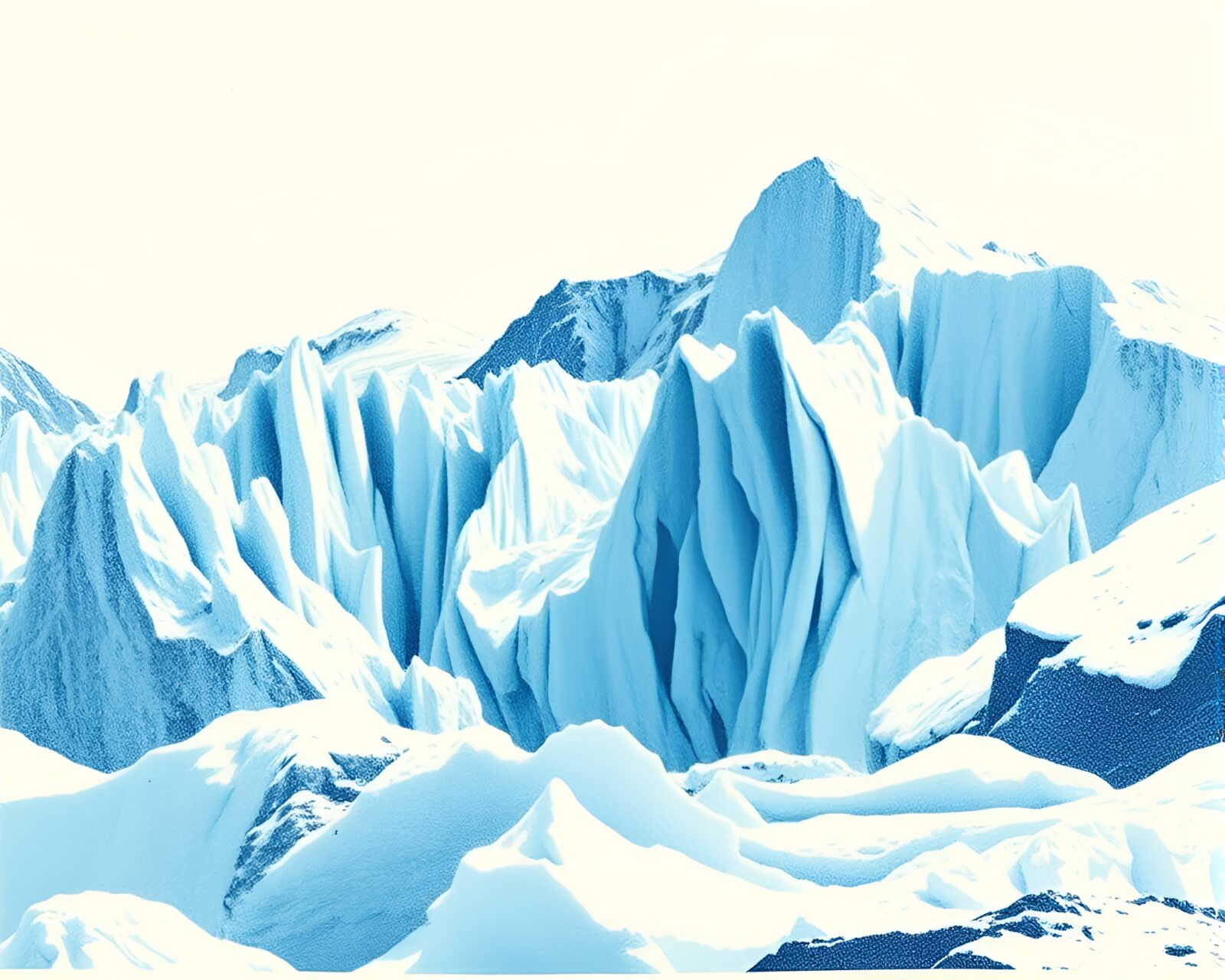 A mesmerizing linocut styled stereograph of a glacier
