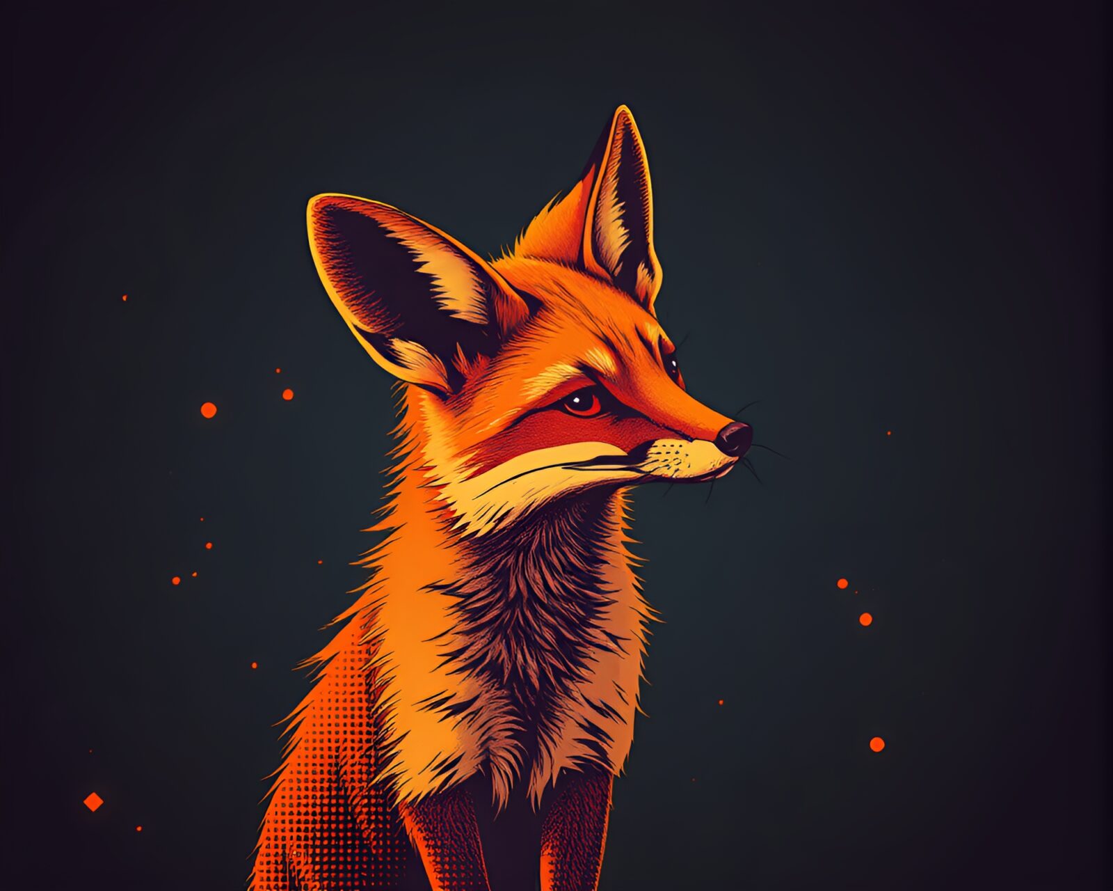 Futuristic cyberpunk scene featuring a sleek Fennec fox