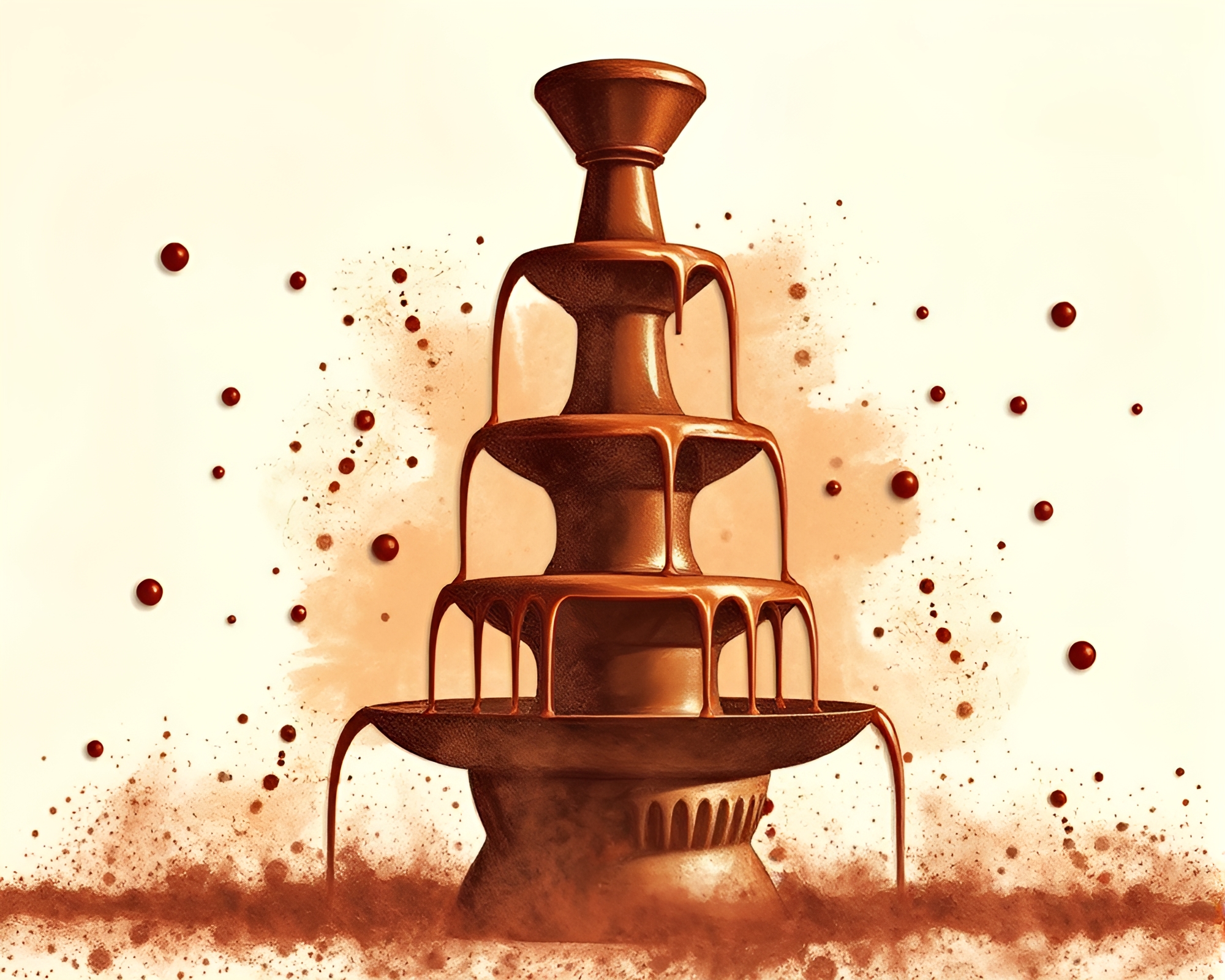 Chocolate Fountain in Paper Textures Photocollage – free AI stock image