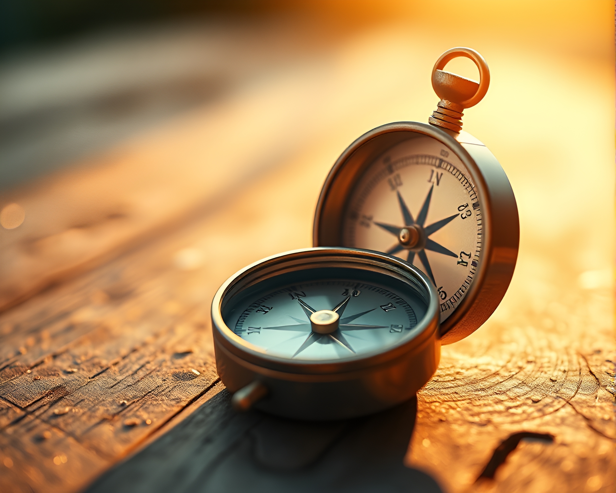 Antique Compass in Morning Light Soft Focus – free AI stock image