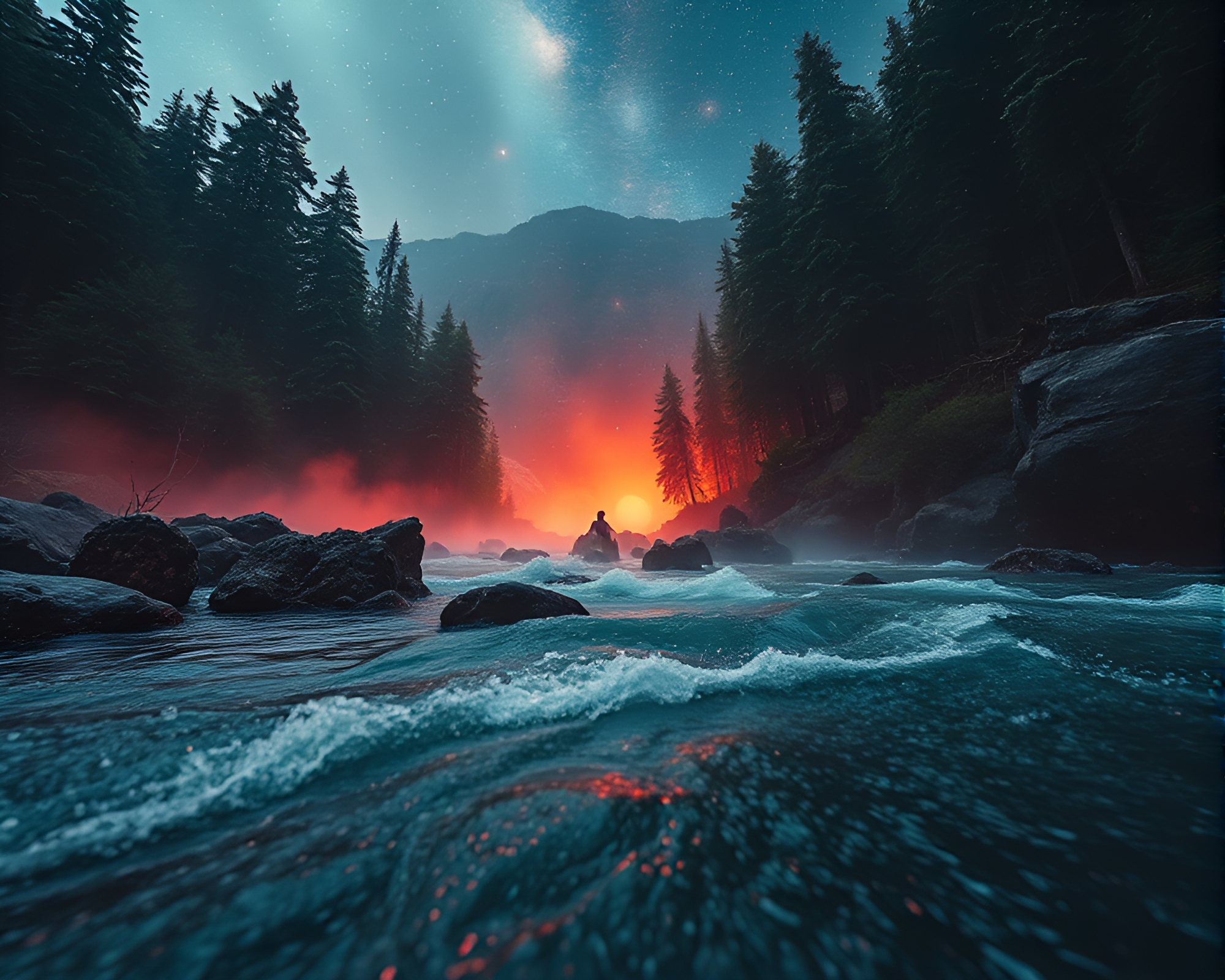 Futuristic HUD Overlay Enhances Savage River Exploration – free AI stock image