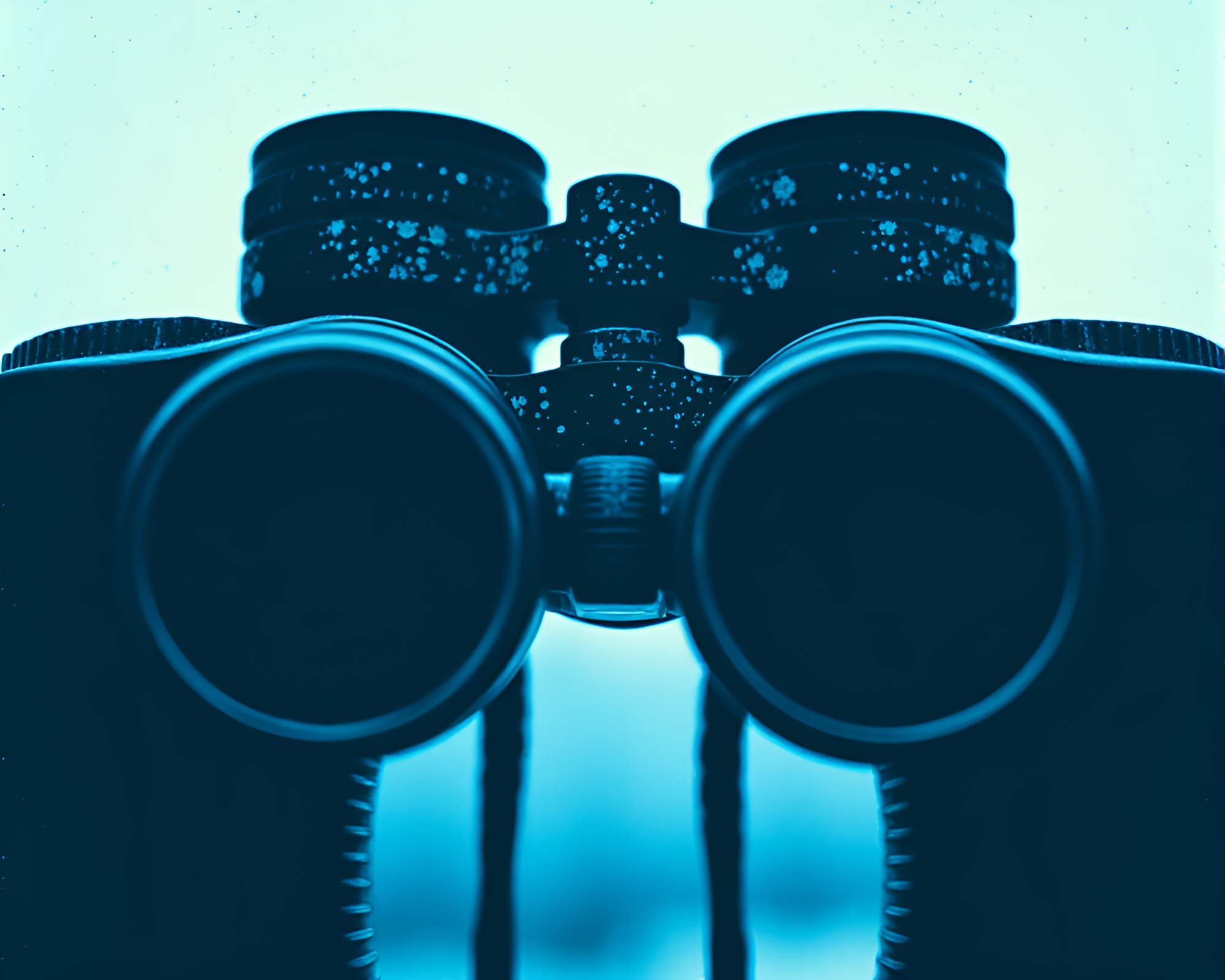 Binocular Exploration: Linocut Textures in Ice-Blue Light – free AI stock image