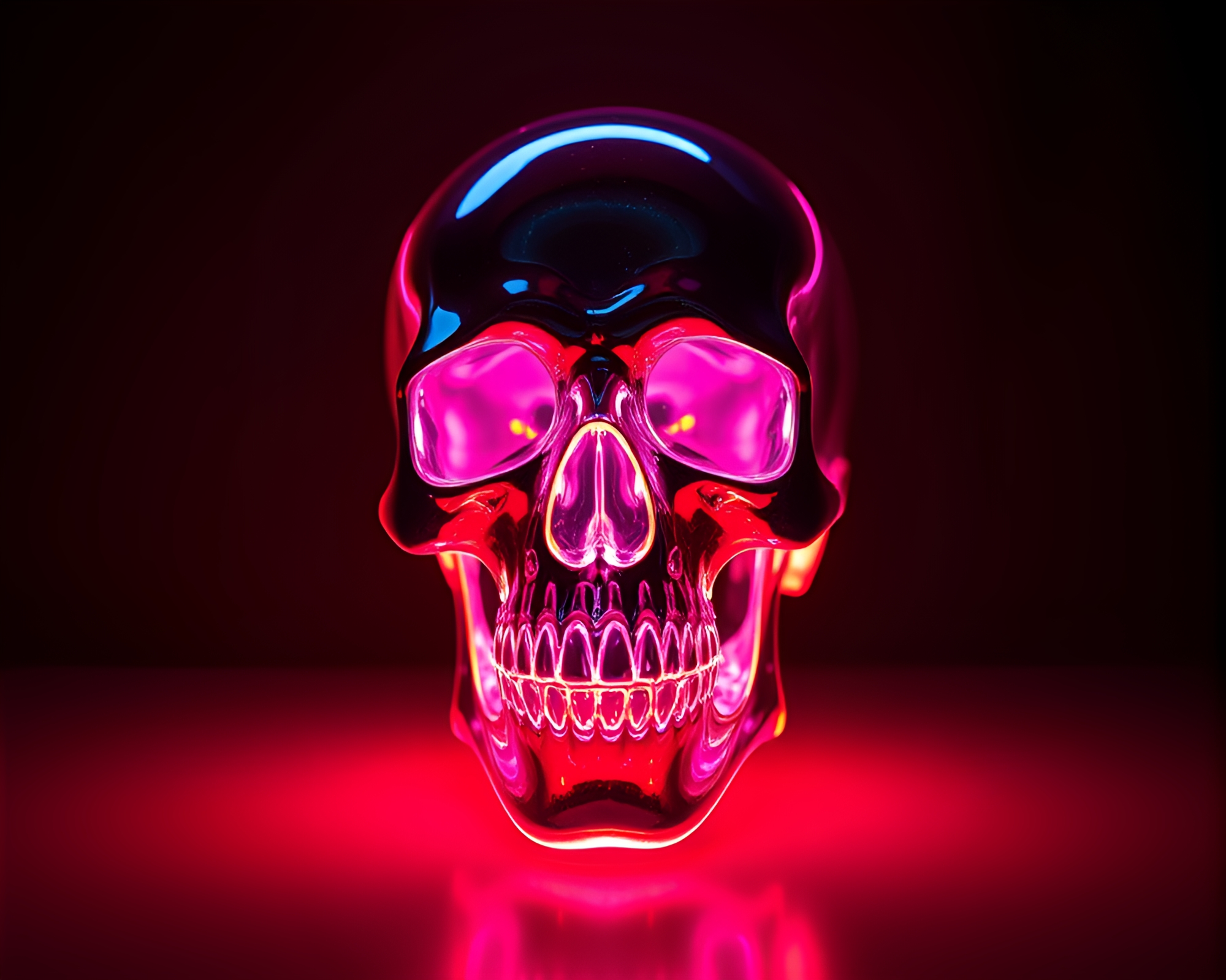 Neon Crystal Skull Studio Shot – free AI stock image