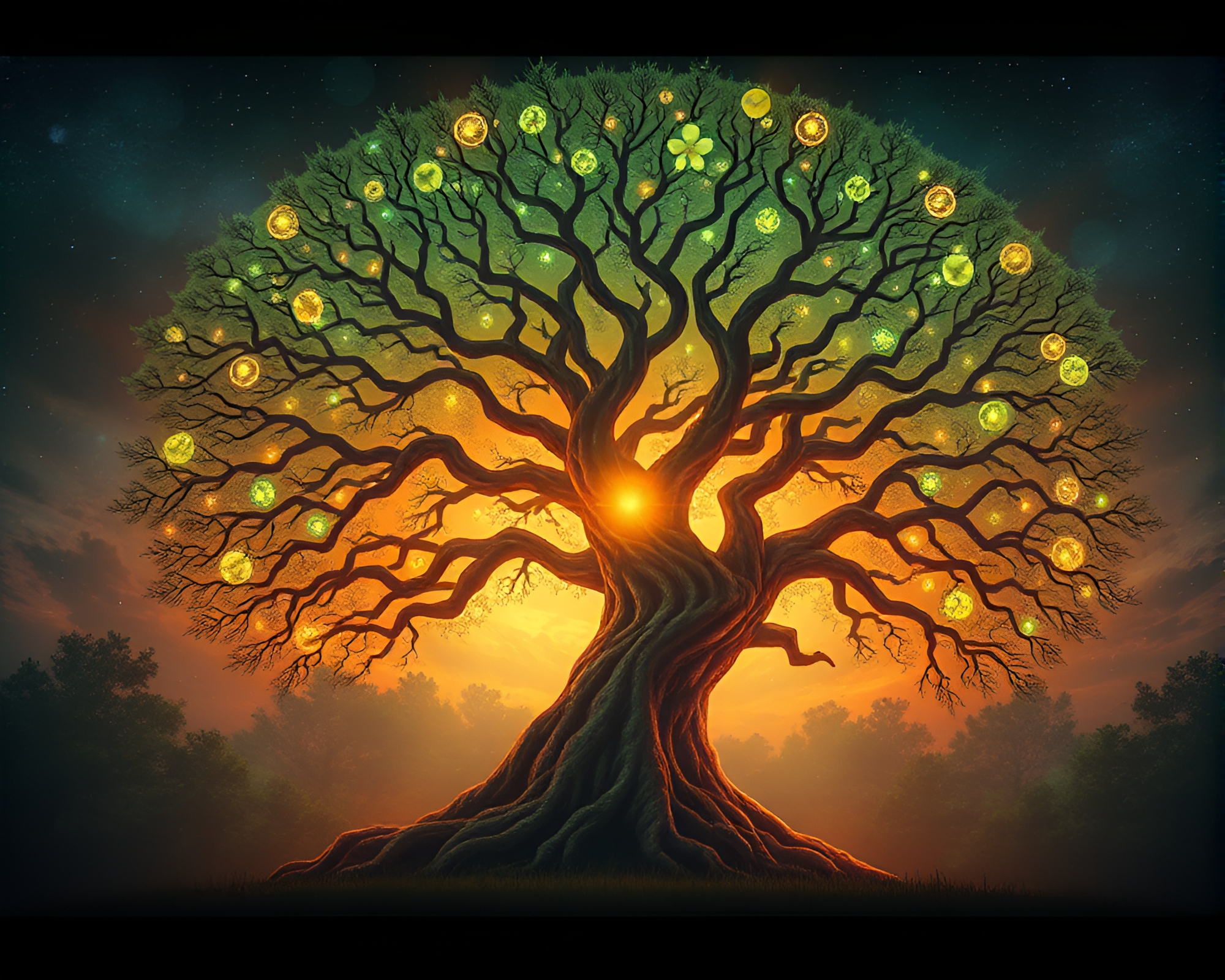 Ancient Tree Enchantment from Above – free AI stock image