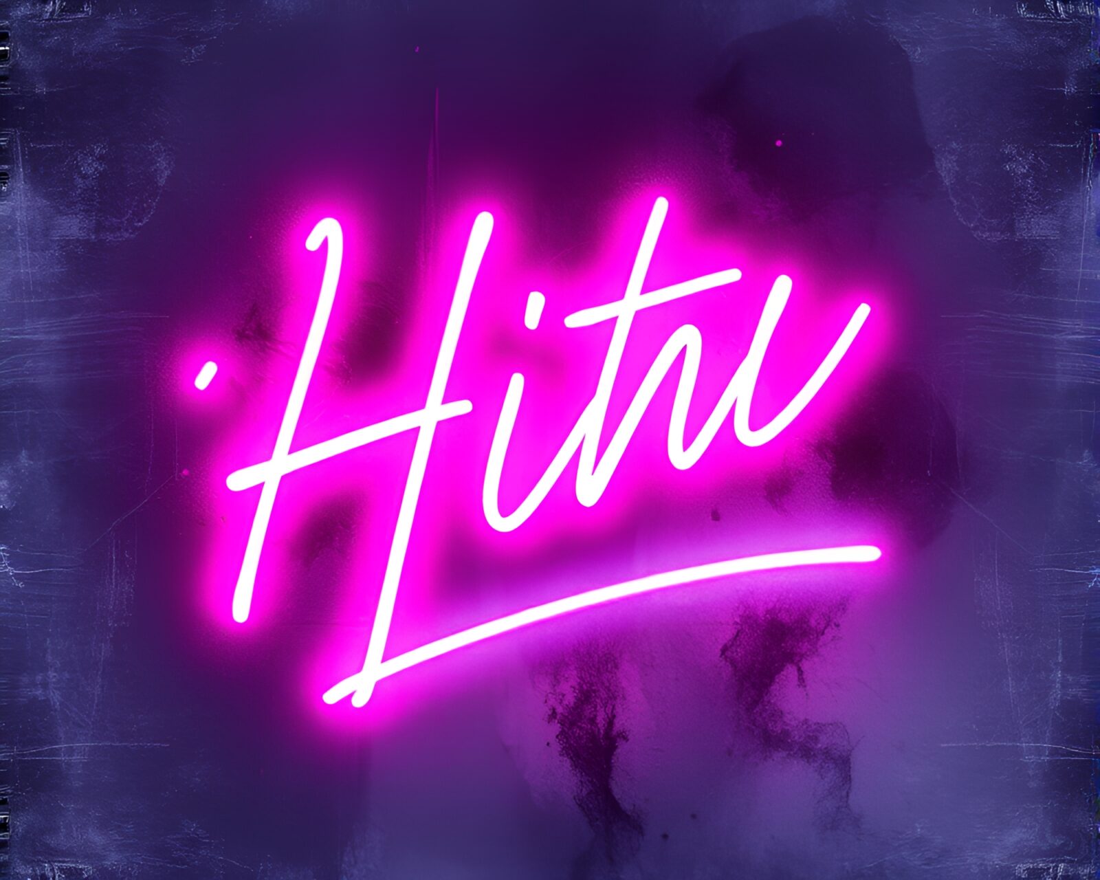 Vibrant neon ink calligraphy in x-ray art style