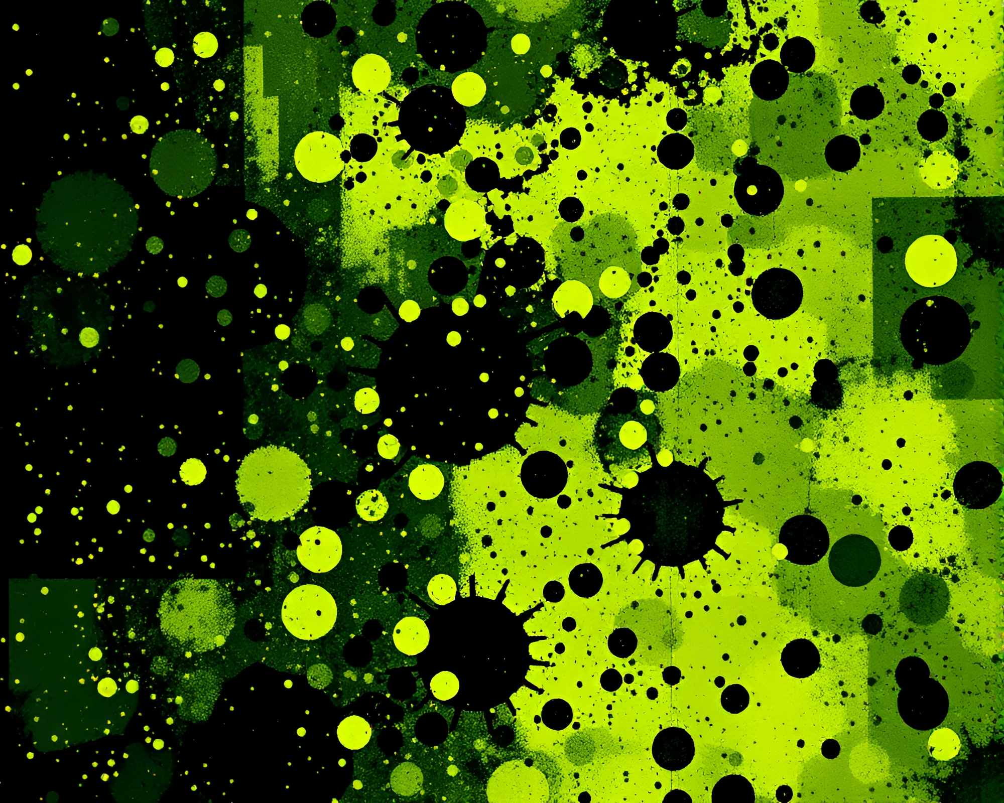 Glowing Mildew Fractal: Glitched Split-Tone Art – free AI stock image