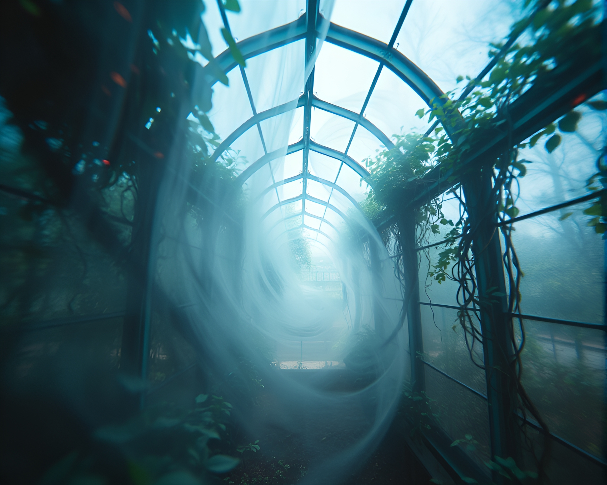 Glass Greenhouse Vortex Twist – free AI stock image