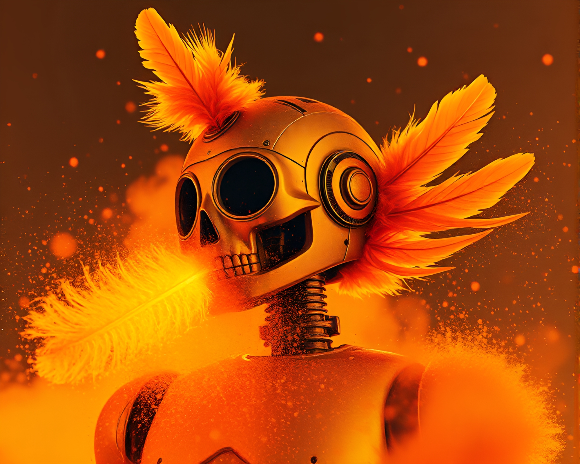 Feather Dusted Robot: Infrared Dadaist Collage – free AI stock image