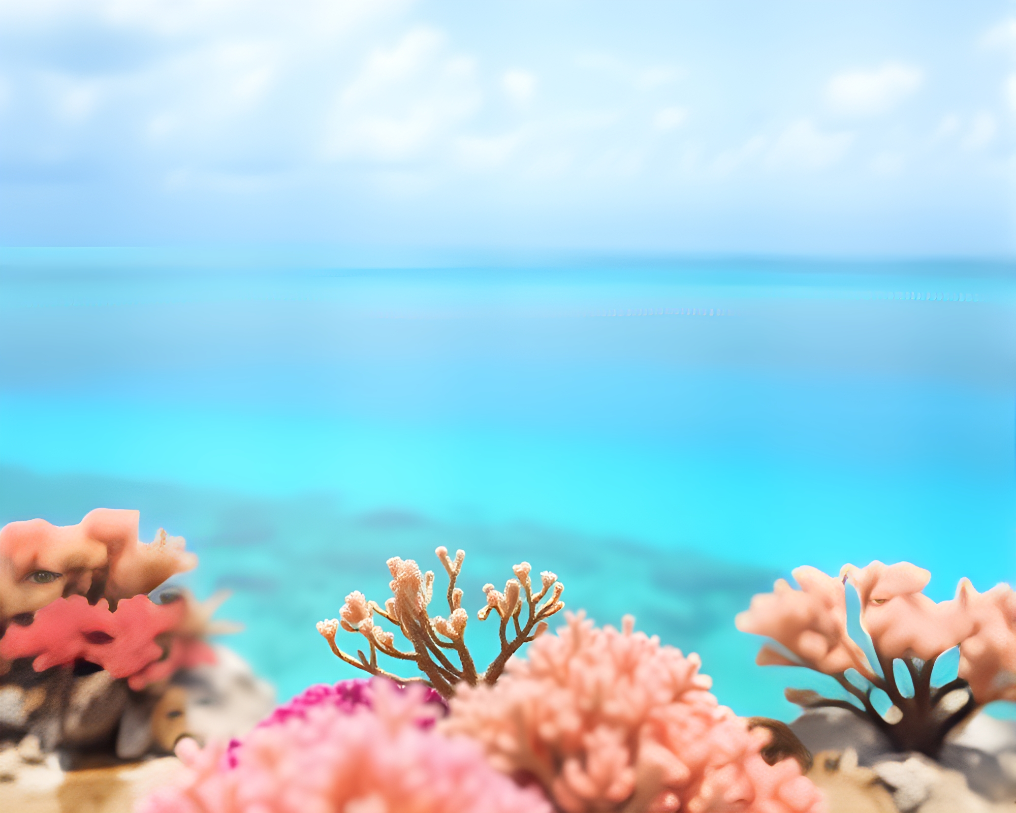 Ivory White Coral Atoll Pixelation – free AI stock image