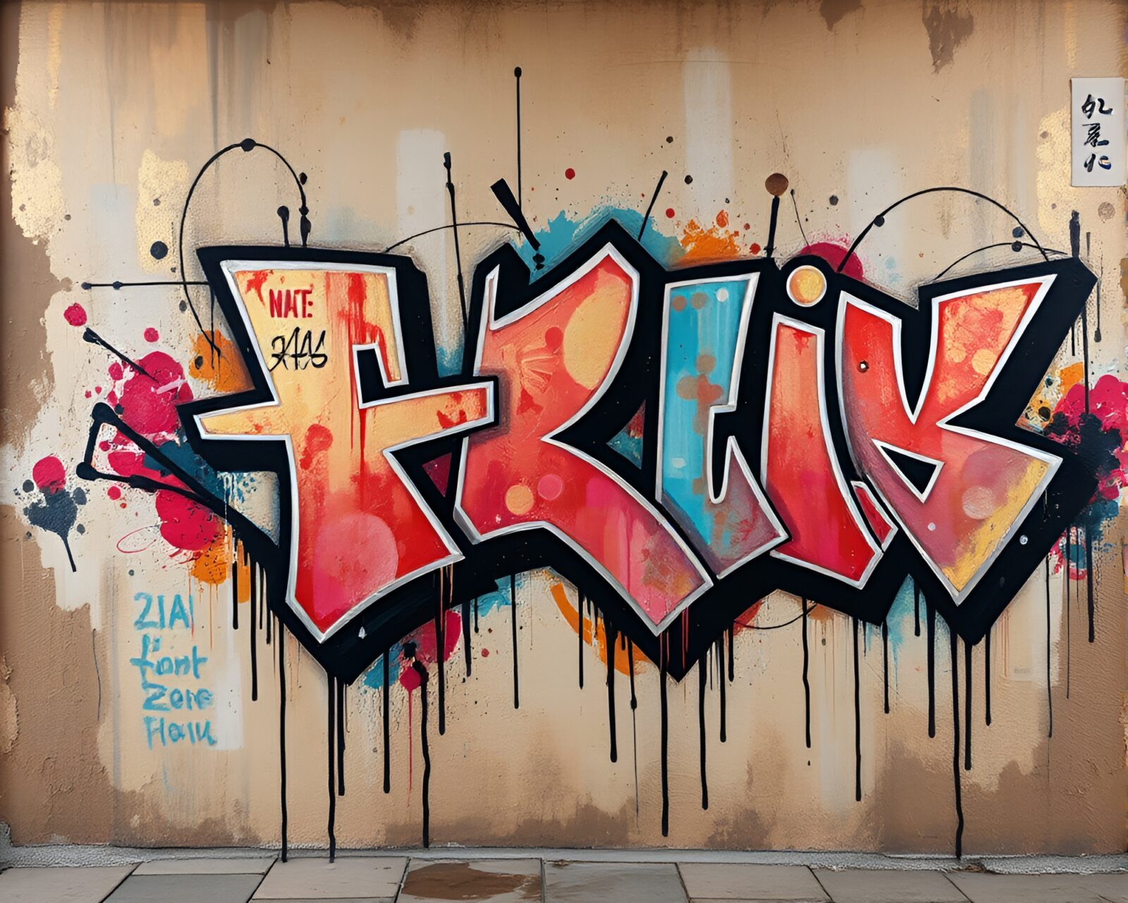 A stunning etching-style graffiti mural in rose gold tones