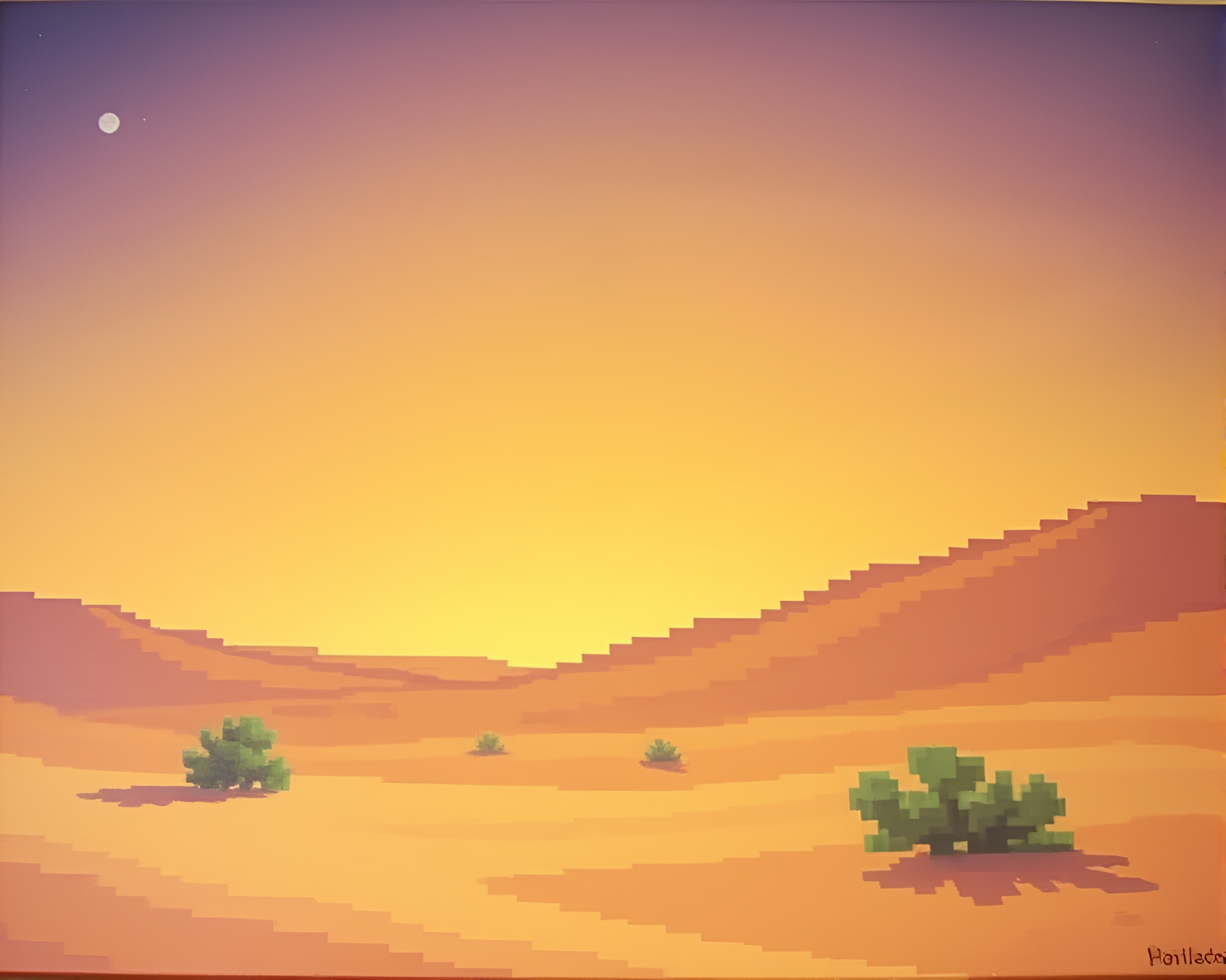 Desert Pixelated Light Oil Painting Composition – free AI stock image