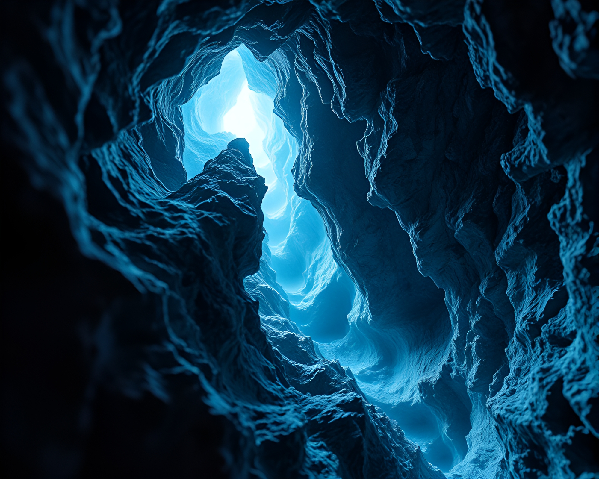 Fractal Glacial Cave Steel-Blue Close-Up Art – free AI stock image