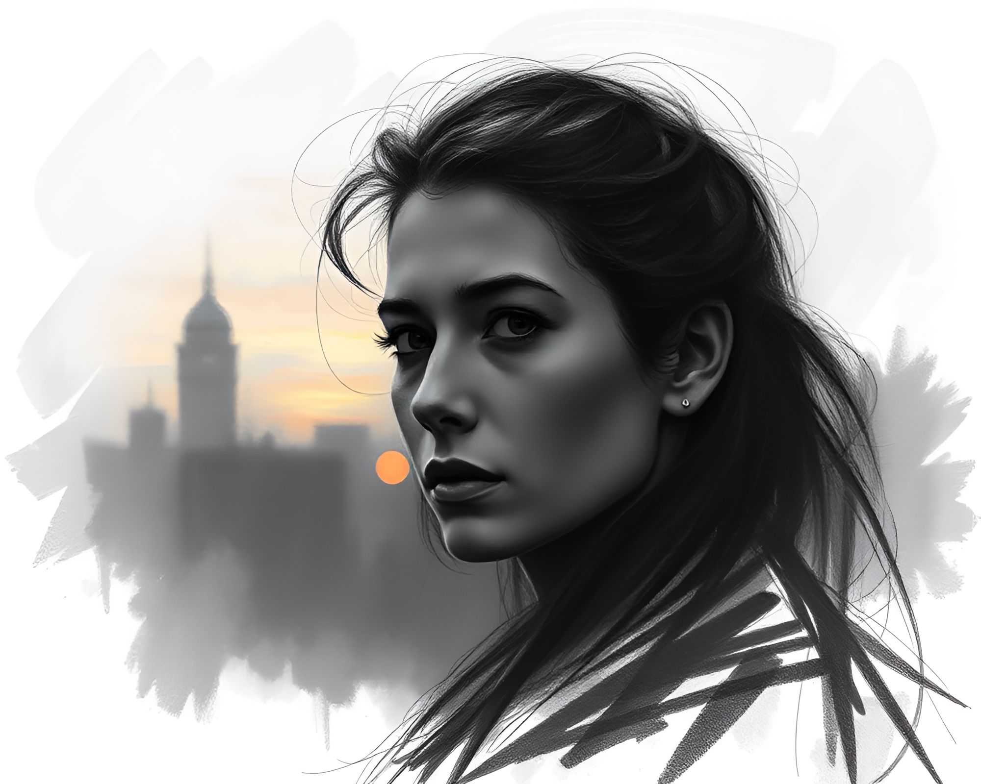 Twilight Charcoal Cubist Portrait – free AI stock image