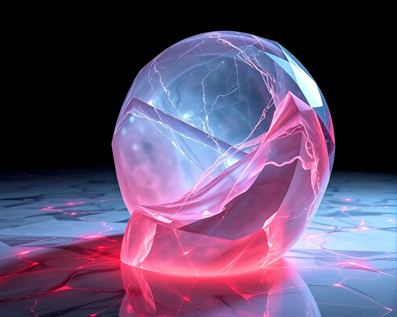Glowing marble statues in layered formation with intricate designs