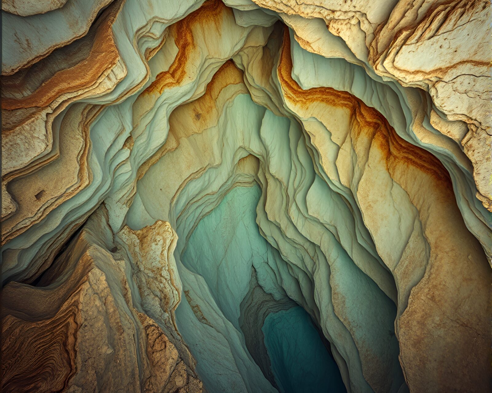 HDR photo of an expansive glacial cave interior