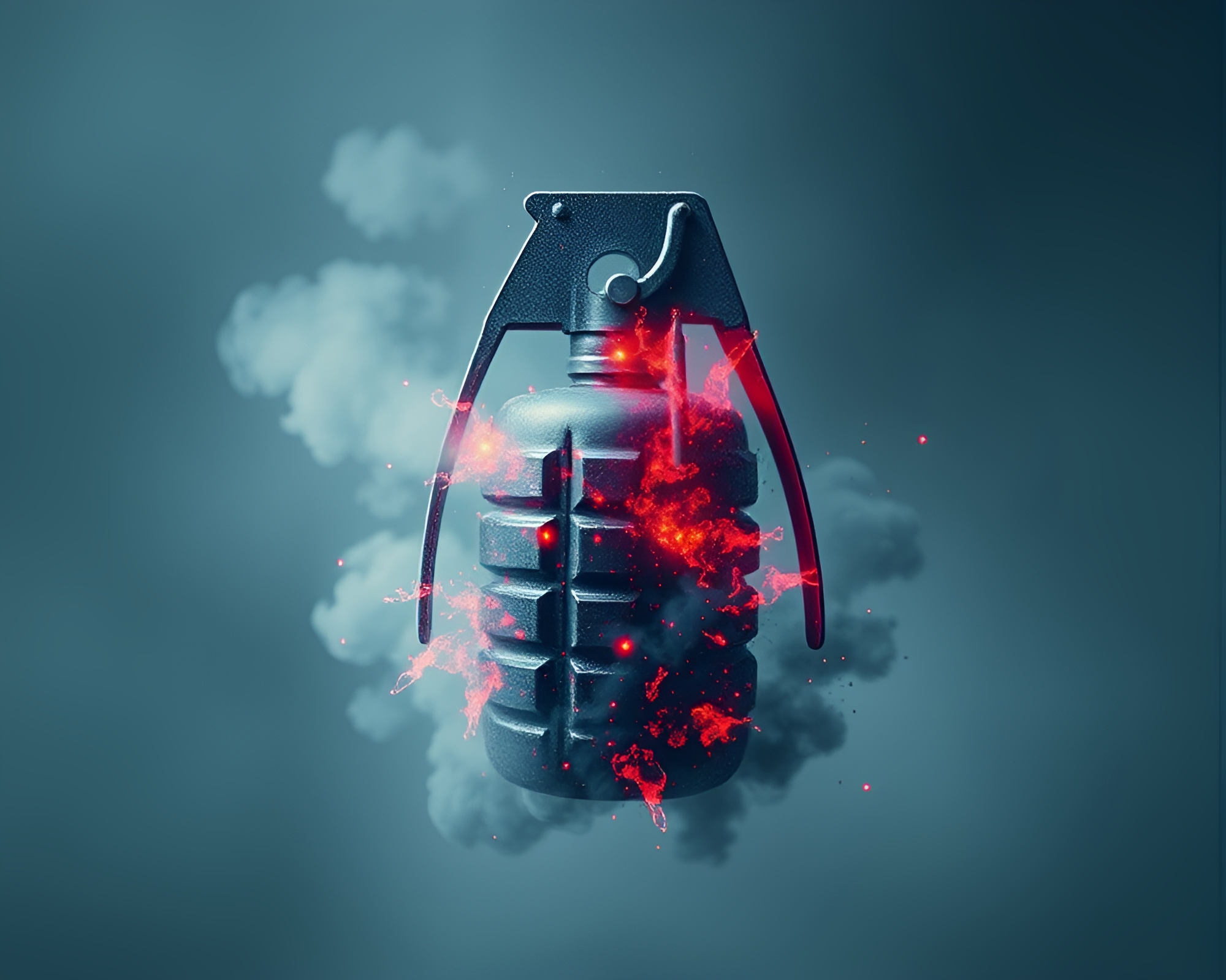 Minimalist Antimatter Grenade Double Exposure Concept Art – free AI stock image