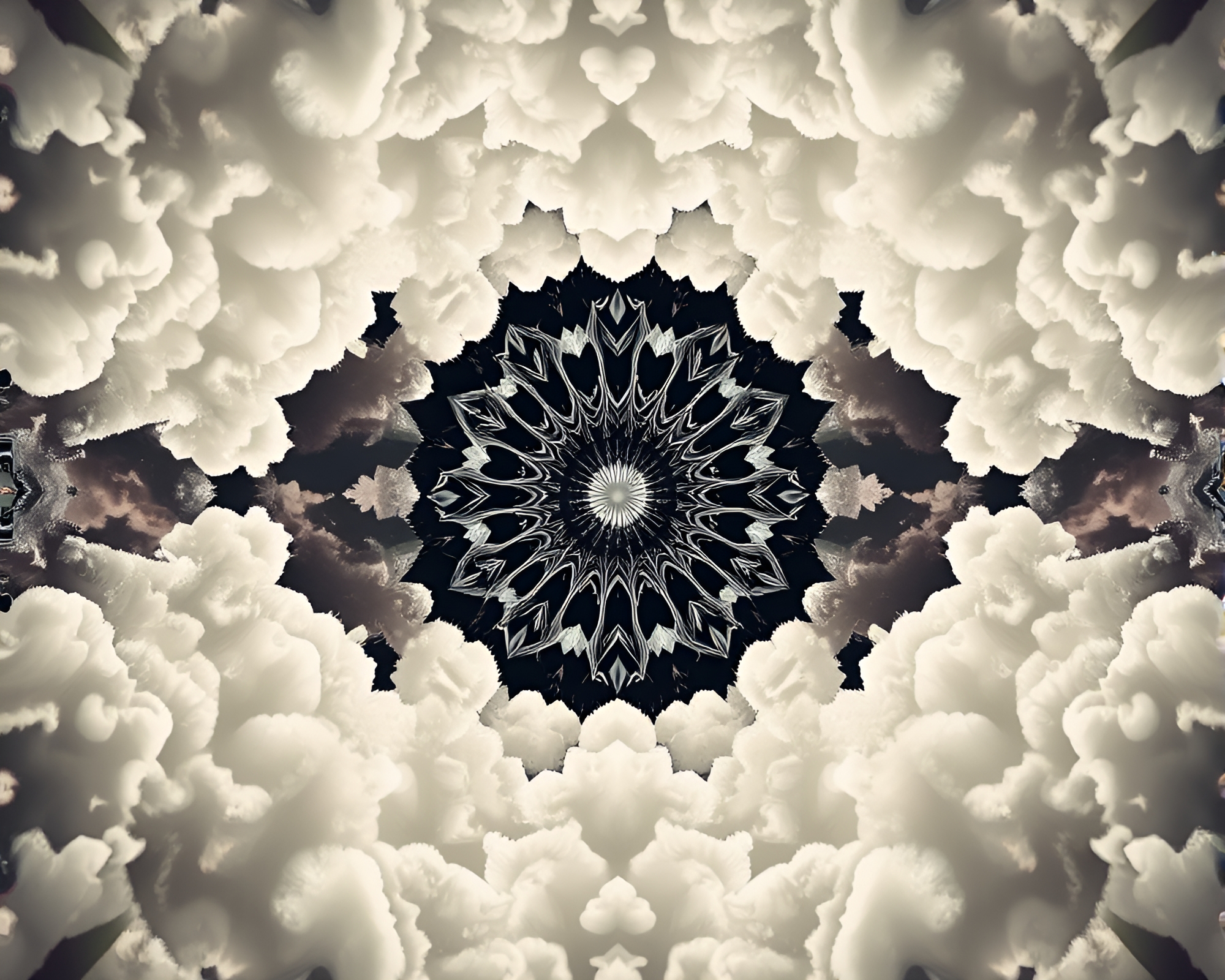 Ivory Cyberpunk Dreams: Cloud Kaleidoscope Illustration – free AI stock image