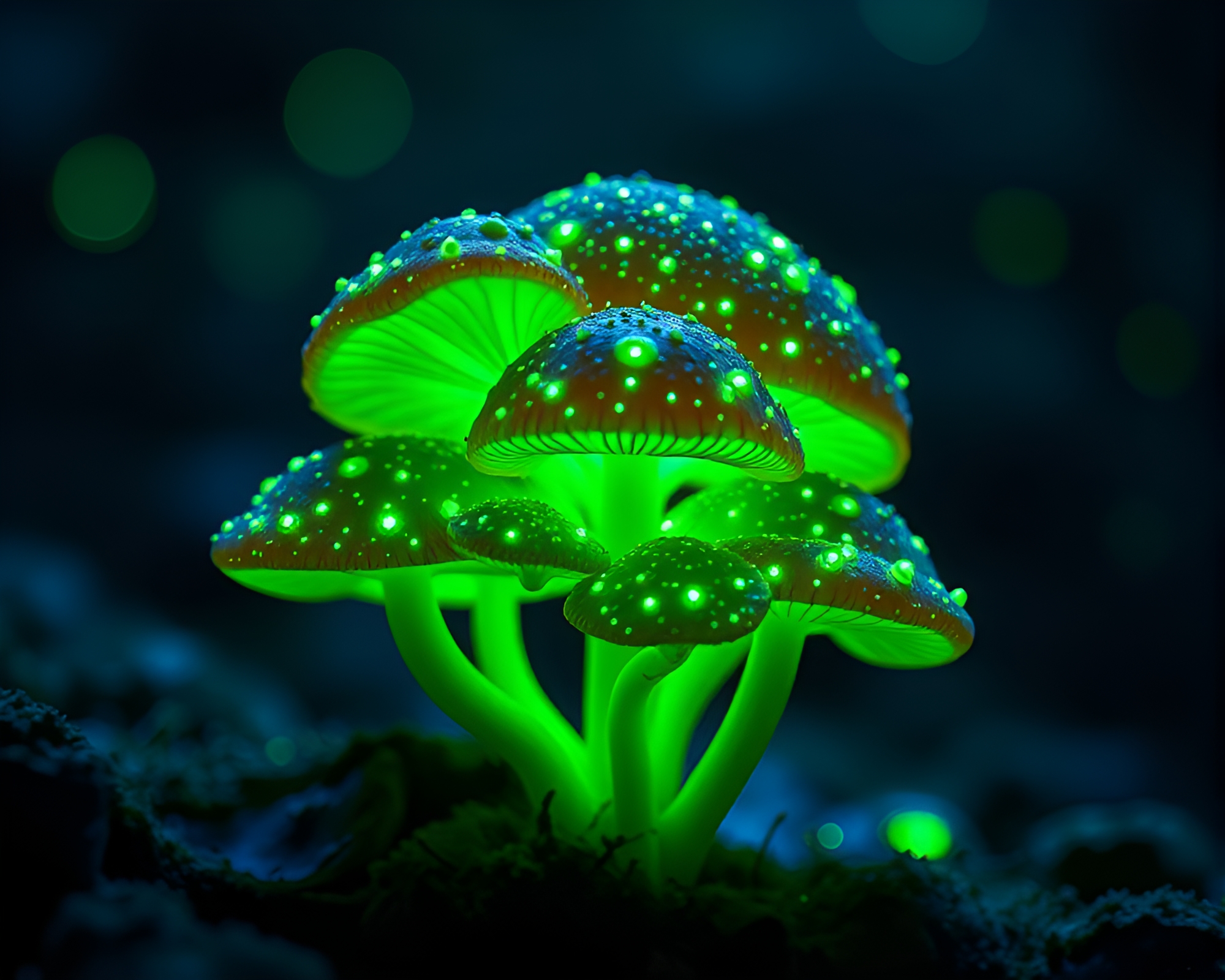Enchanting Fungal Bioluminescence in Generative Network Art – free AI stock image