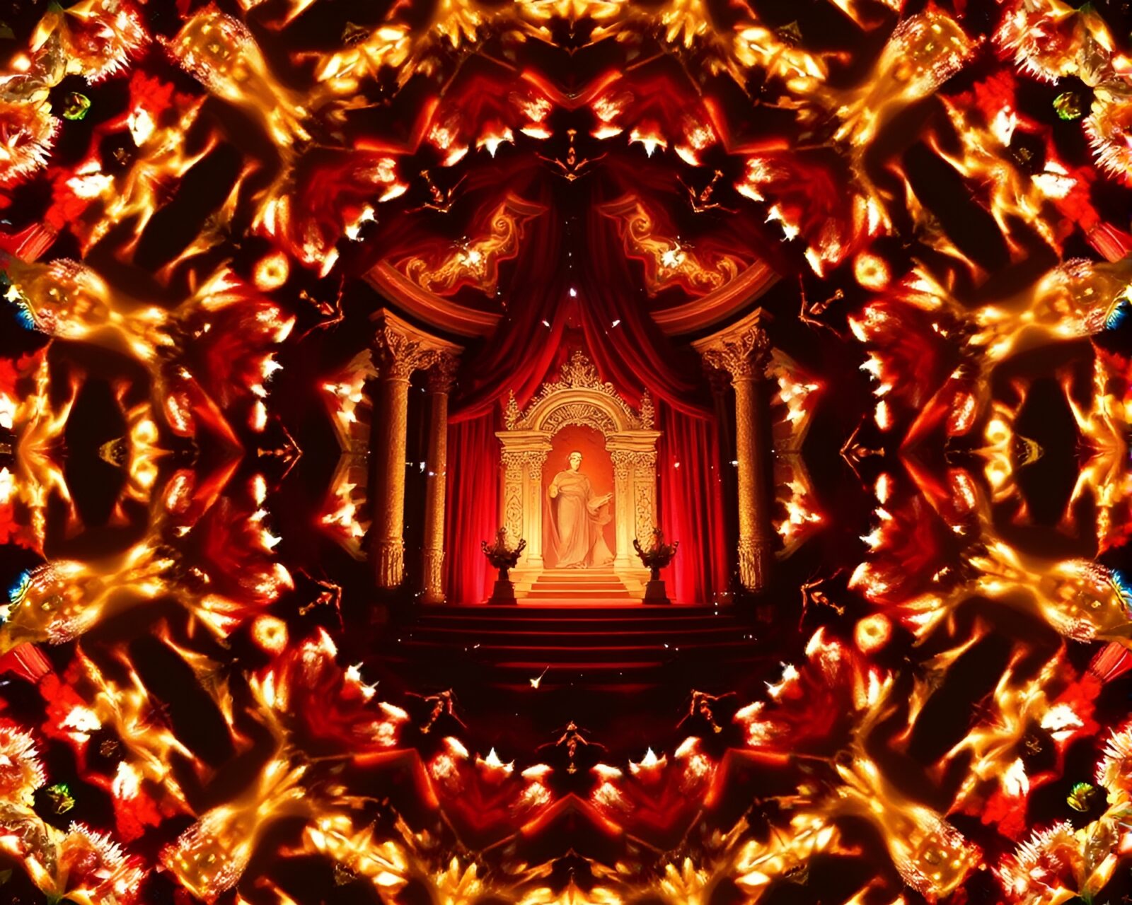 A mesmerizing kaleidoscope of Morse code patterns in a throne room