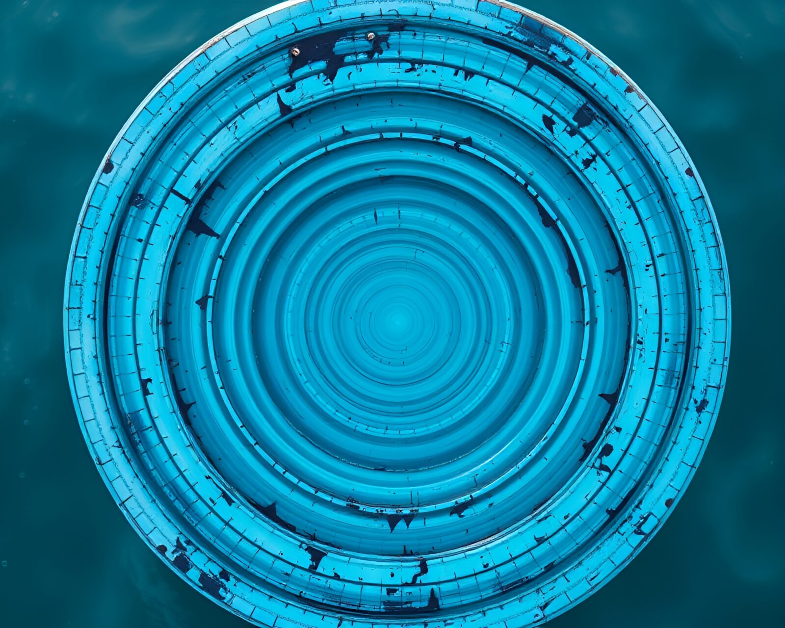 Artistic rendering of hoverboard surrounded by hatching circles