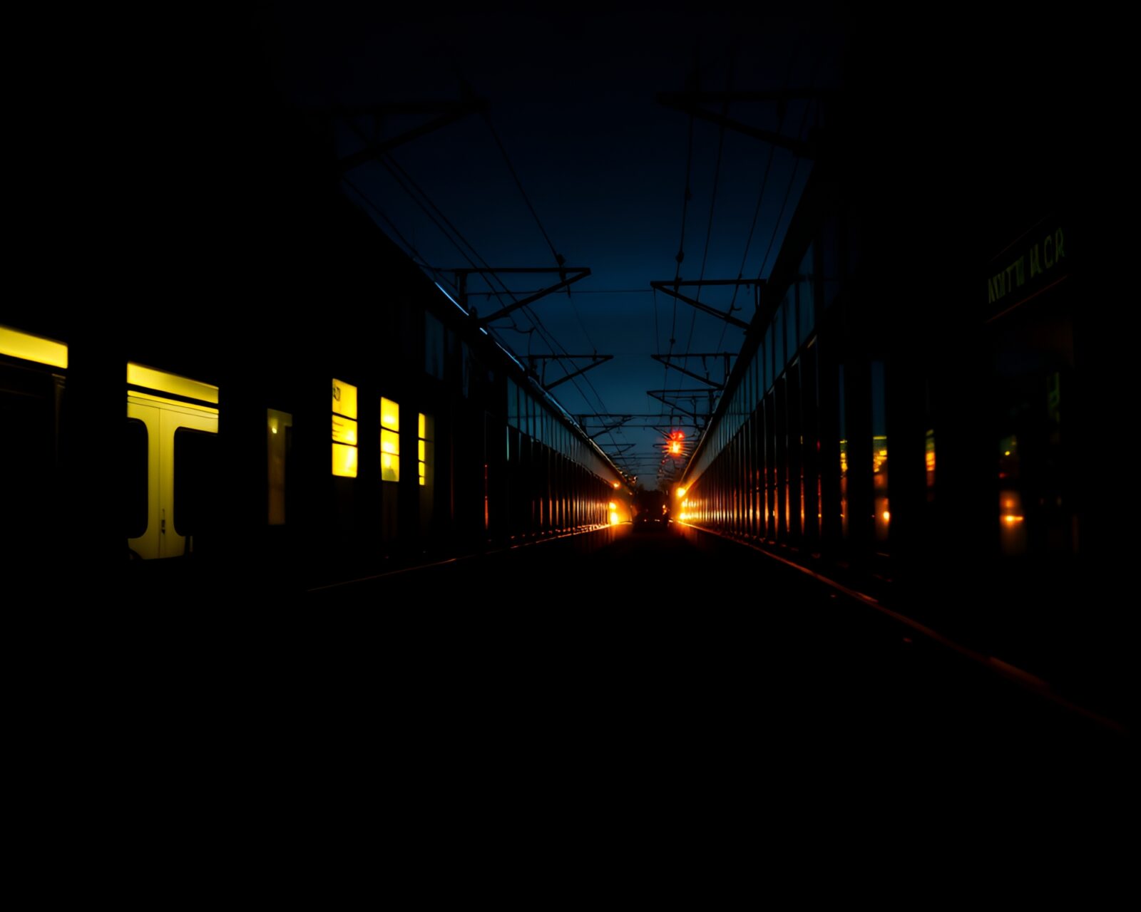 Majestic backlit silhouette of a train in engraving style