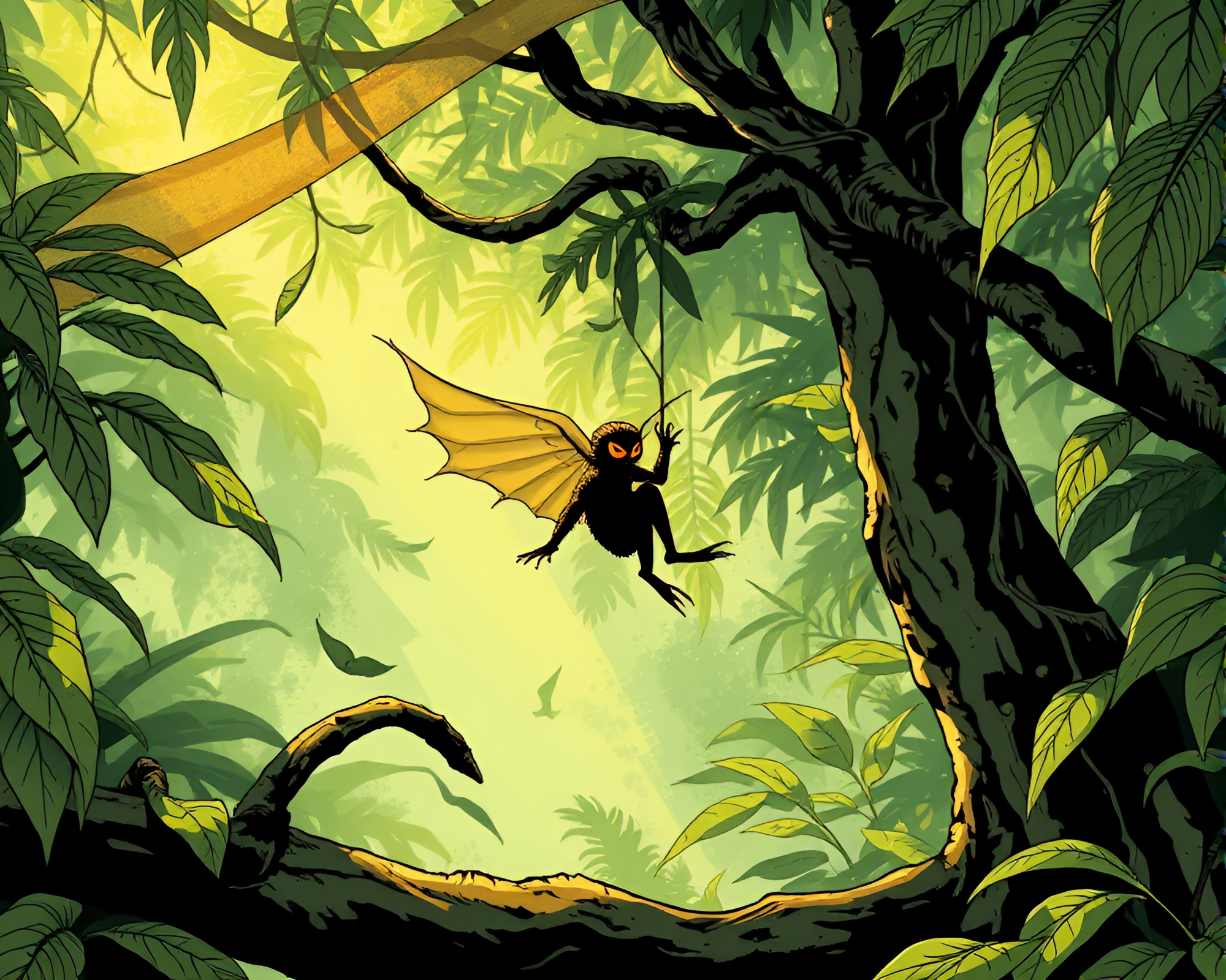 Siren’s Jungle Canopy Shade Hatching – free AI stock image