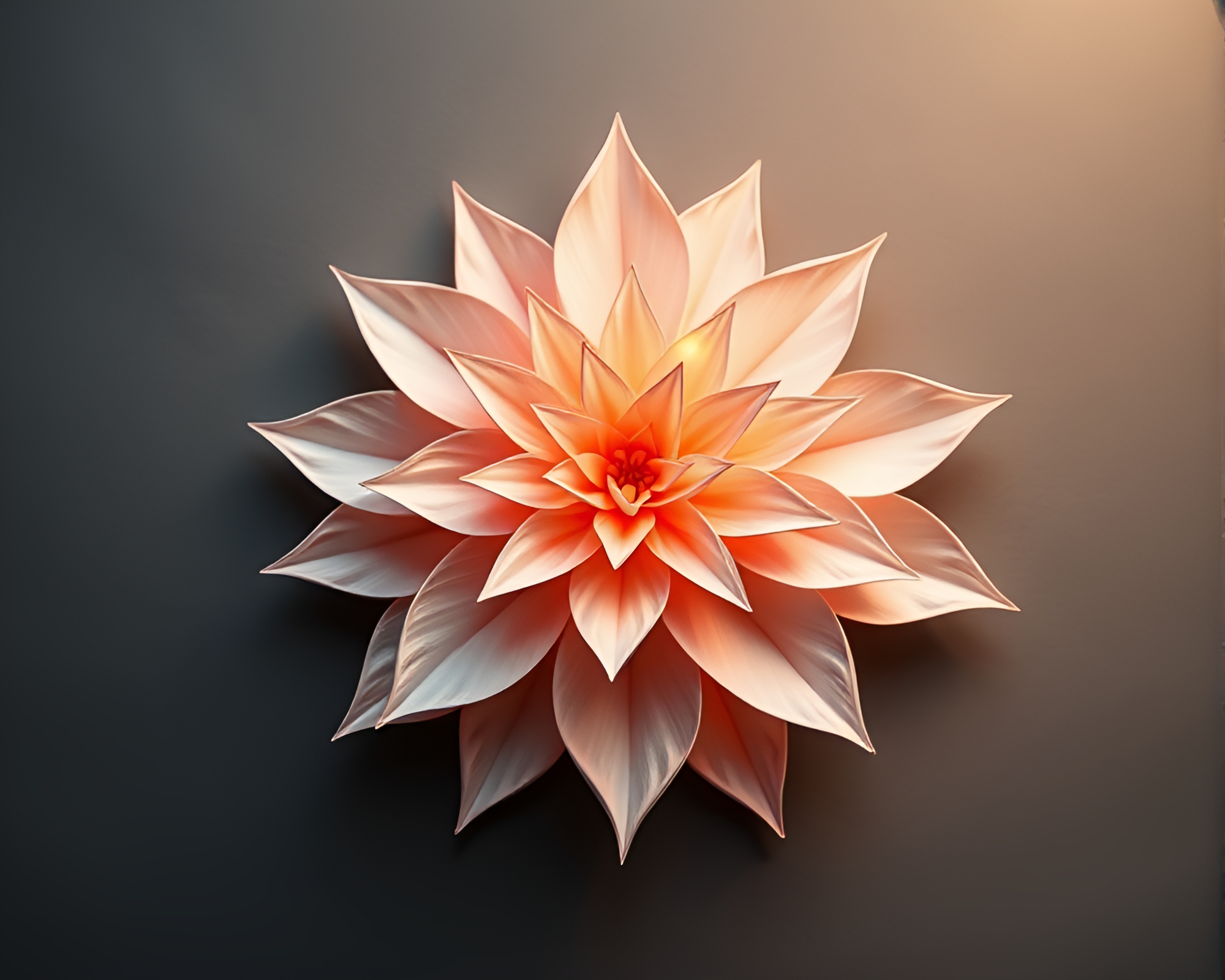 Origami Flower Zoom Burst in Peachy Grisaille Glow – free AI stock image