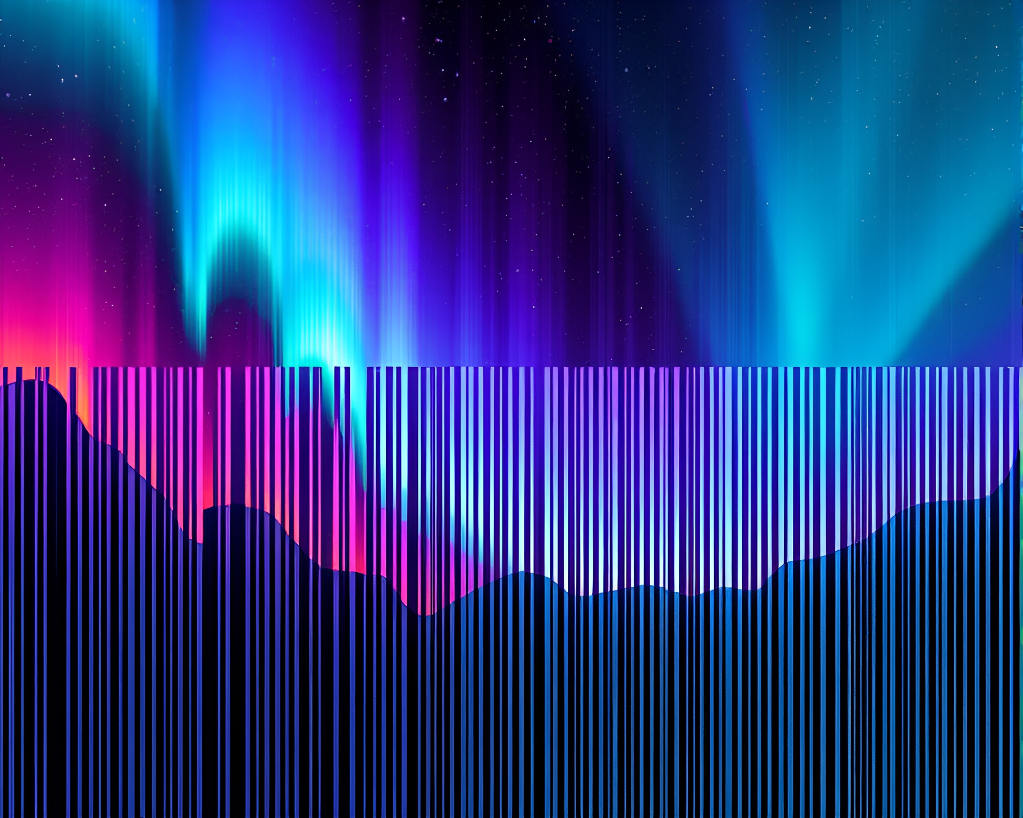 Cosmic Horror Barcode Stripe in Aurora Hues – free AI stock image