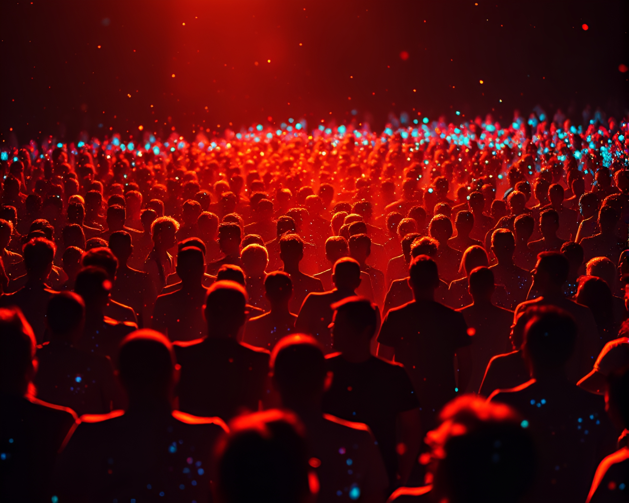 Crowd Silhouettes in Metallic Collage Optical Illusion – free AI stock image