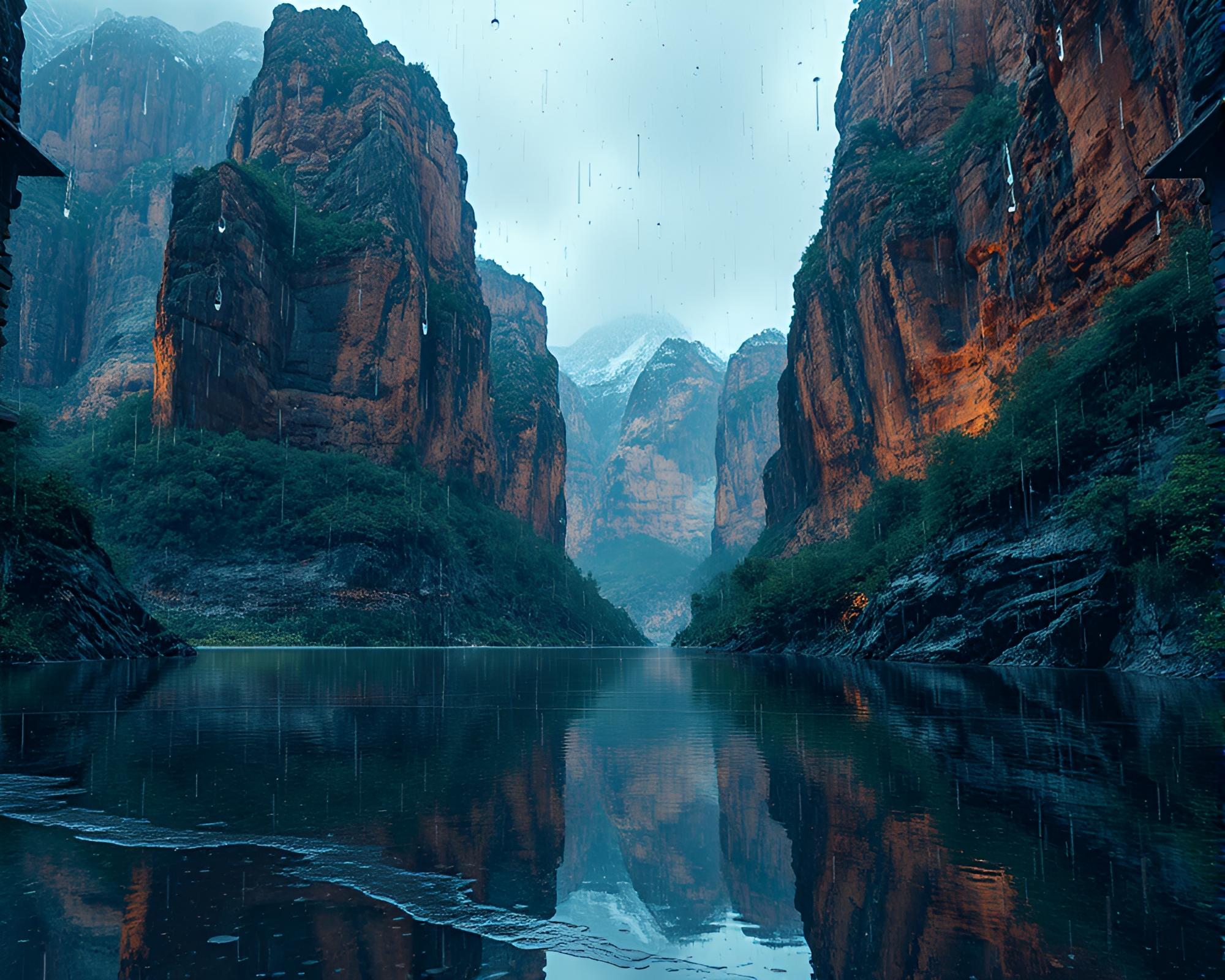 Glass Canyon: Rainy Mirage GAN Art – free AI stock image