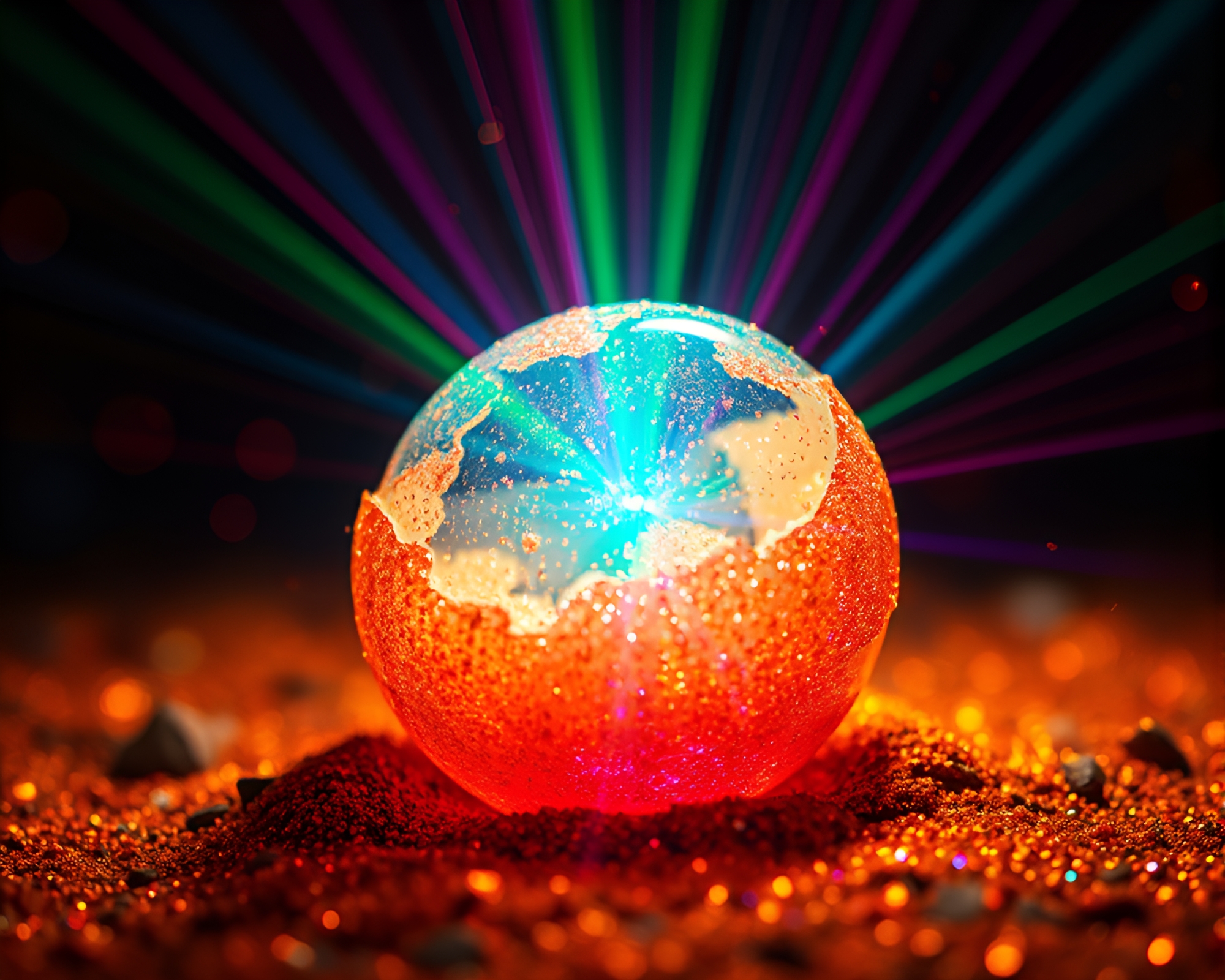 Ethereal Dragon Egg Enveloped in Glittering Laser Beams – free AI stock image