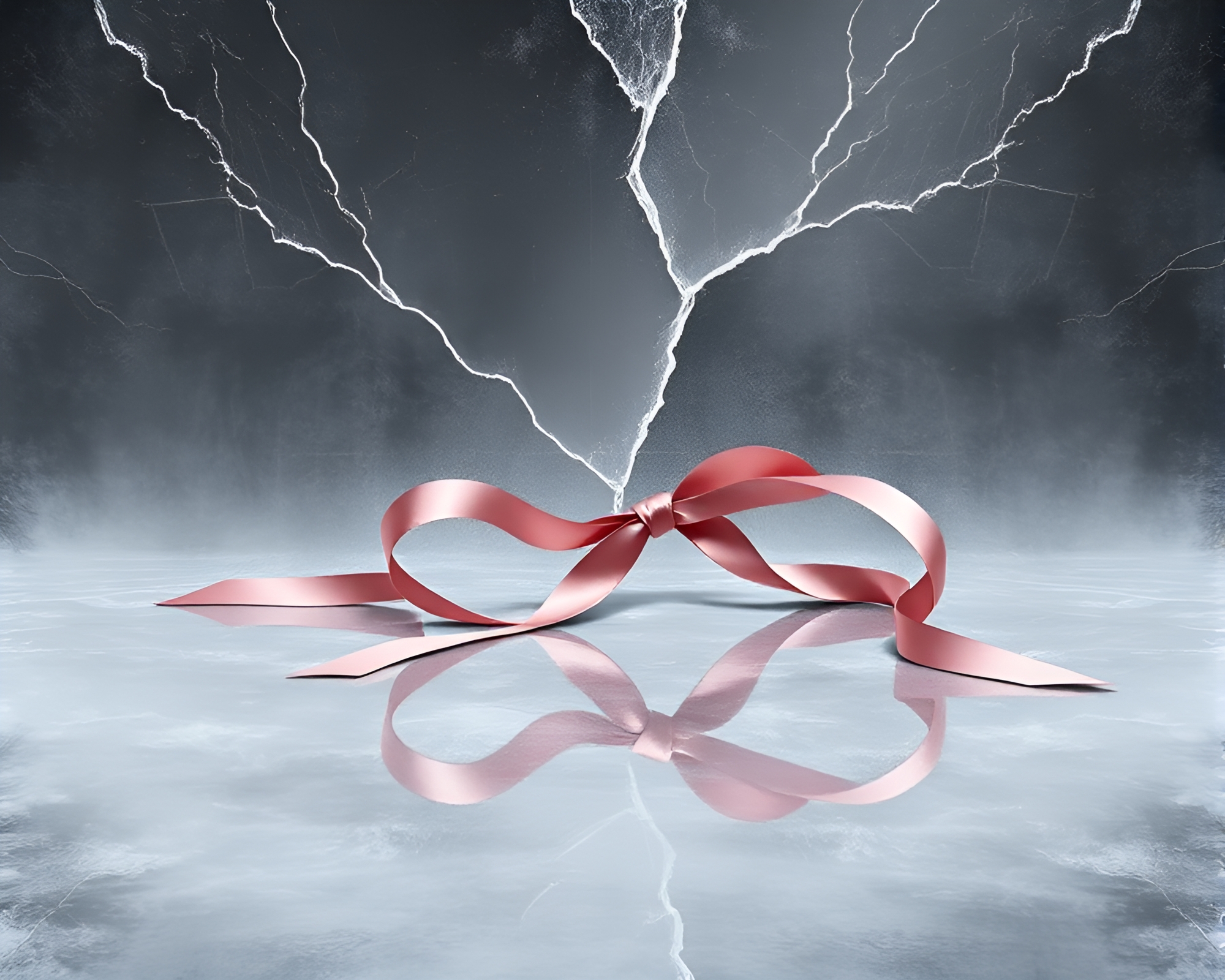 Frosty Satin Ribbon Reflection Crack Chalk Drawing – free AI stock image