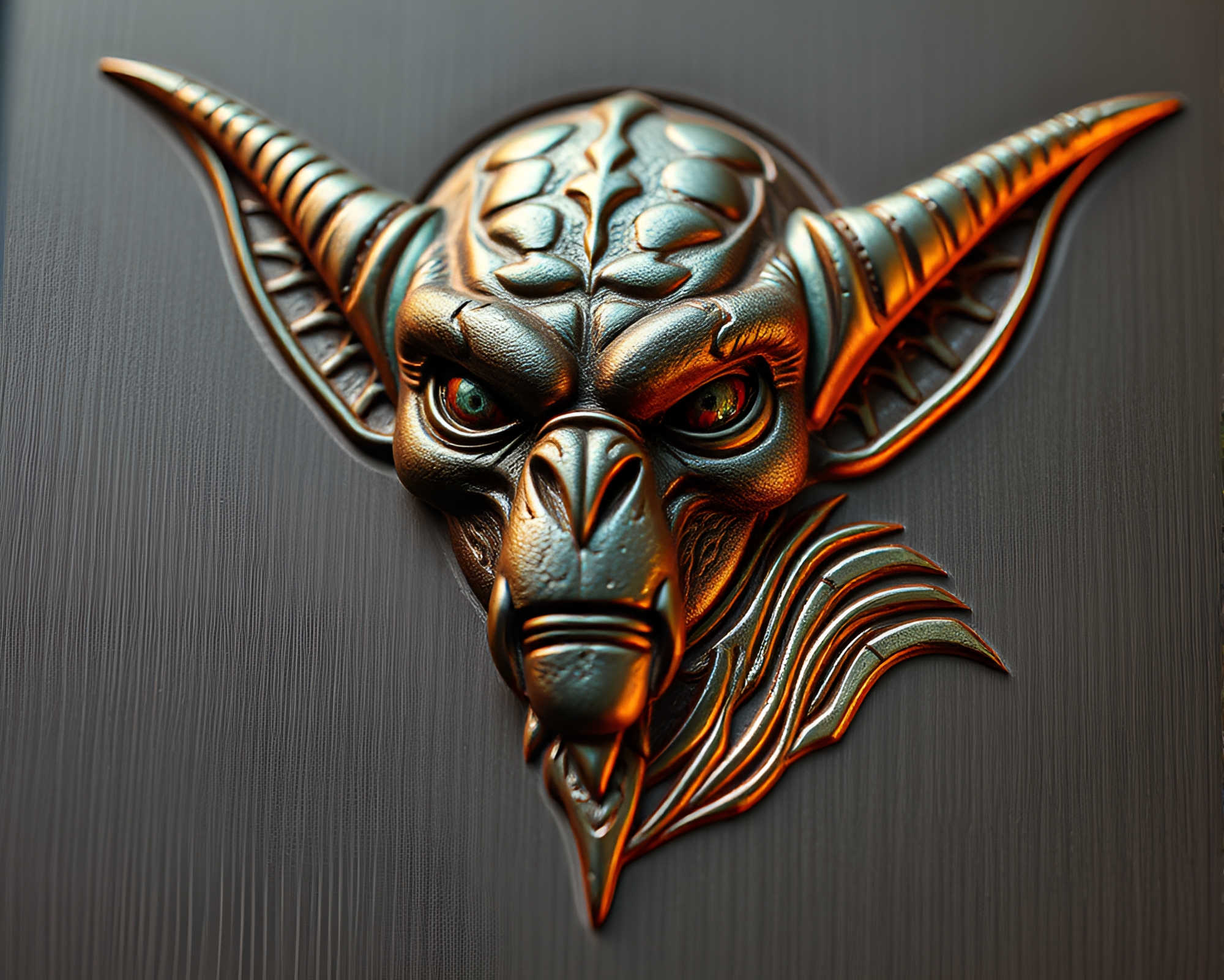 Engraved Goblin King in Holographic Earth-Tone Dimensions – free AI stock image