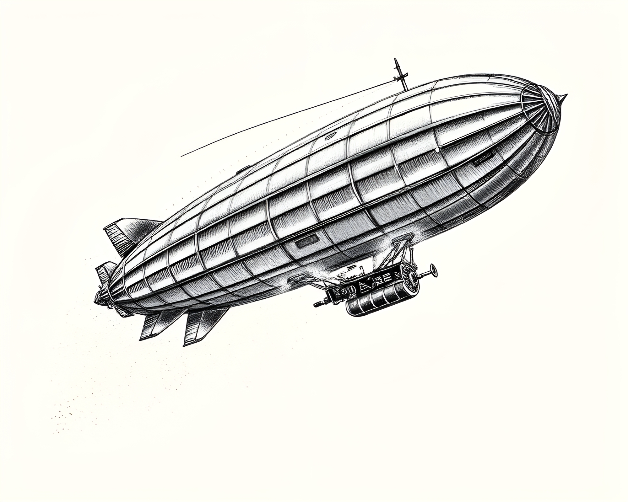 Steampunk Airship Feather Dusting with Retro Scanlines – free AI stock image