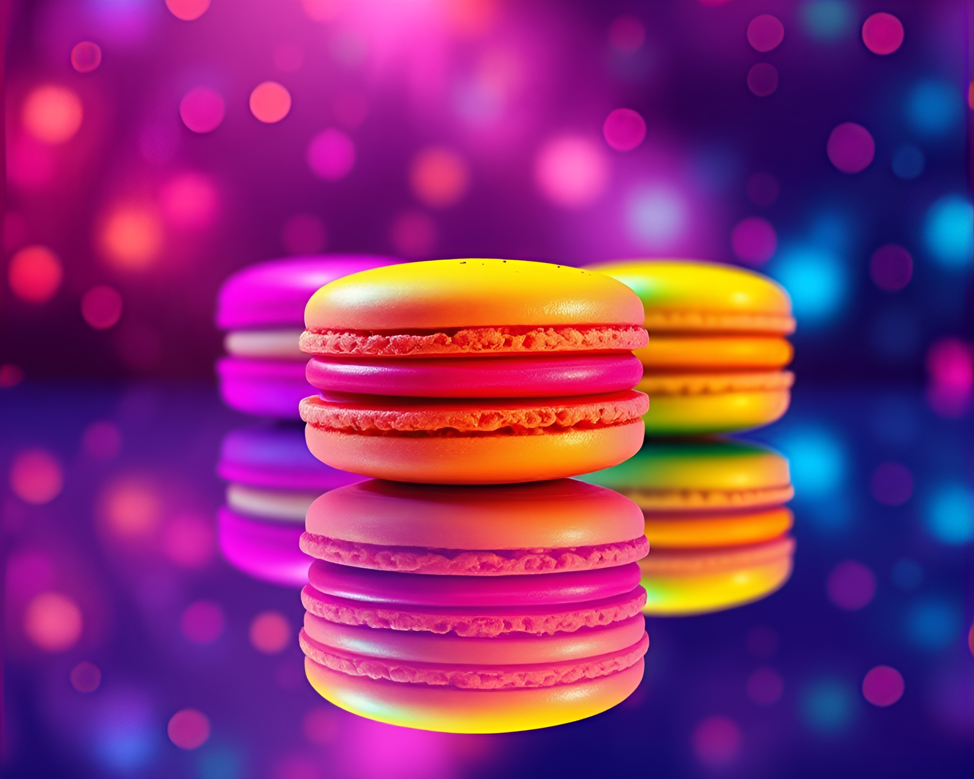 Neon Macaron Reflections – free AI stock image